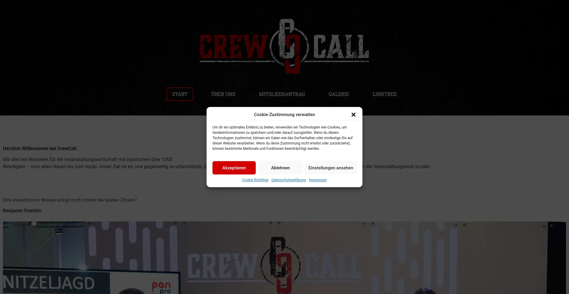 Website screenshot of Crewcall-live.de