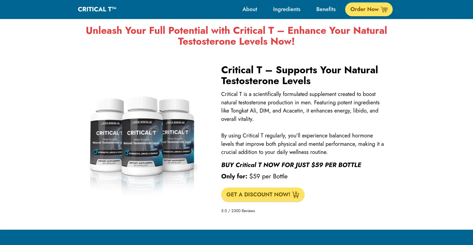 Website screenshot of Criticalboostt.com