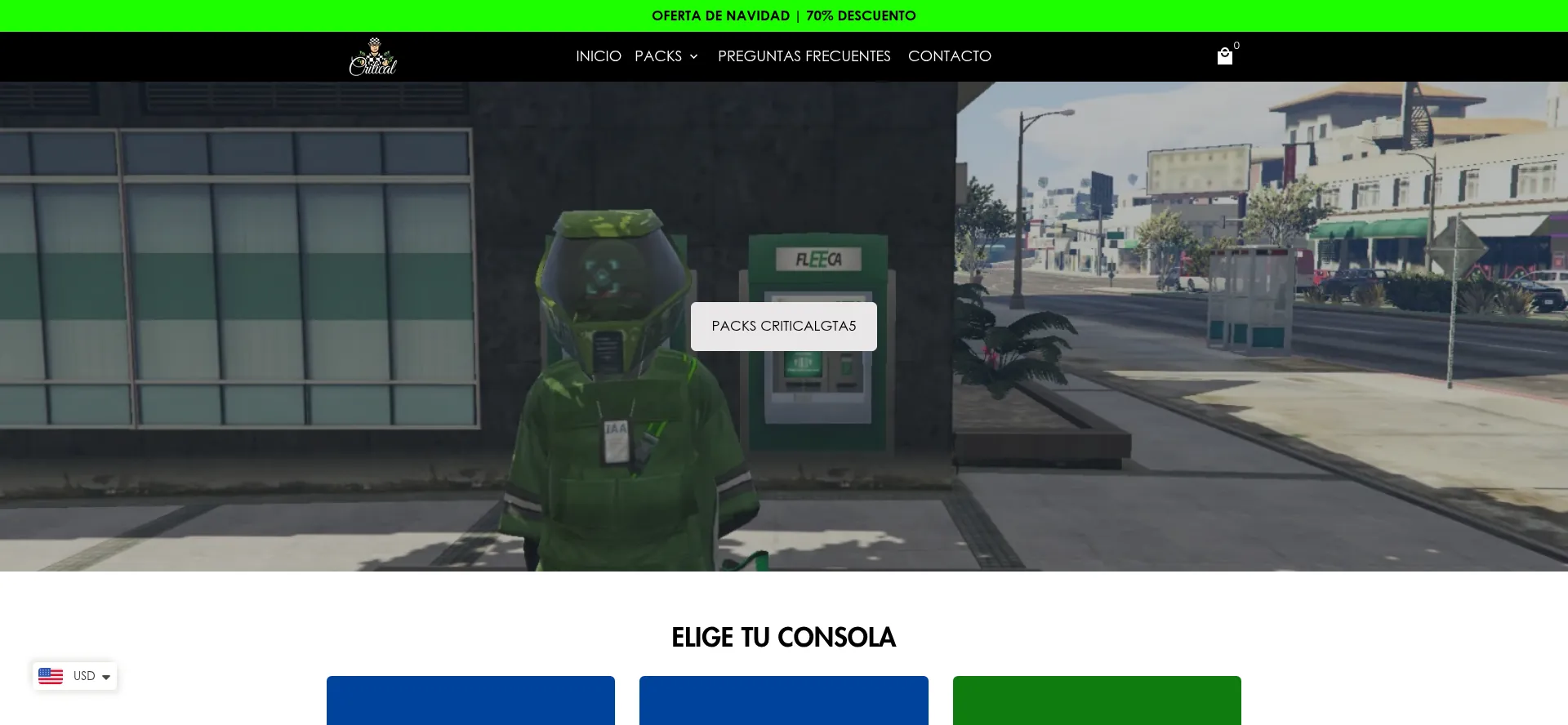 Website screenshot of Criticalgta5.co
