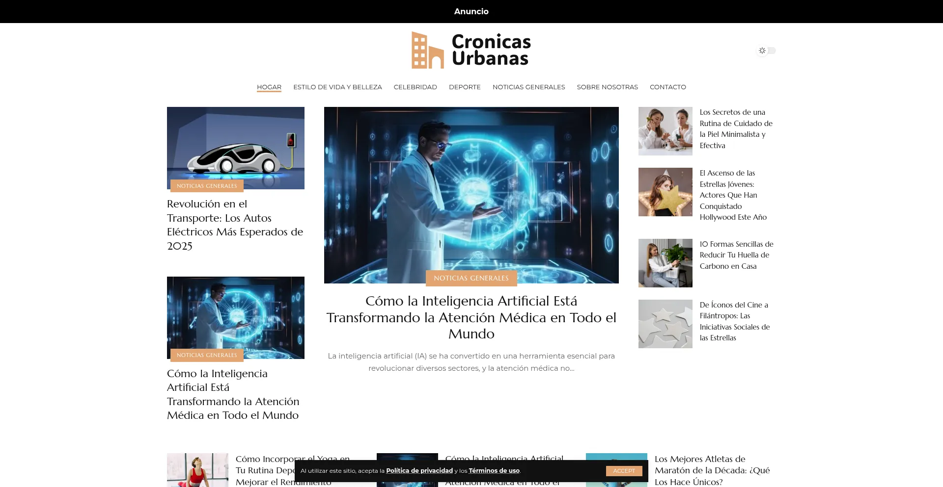 Website screenshot of Cronicasurbanas.com
