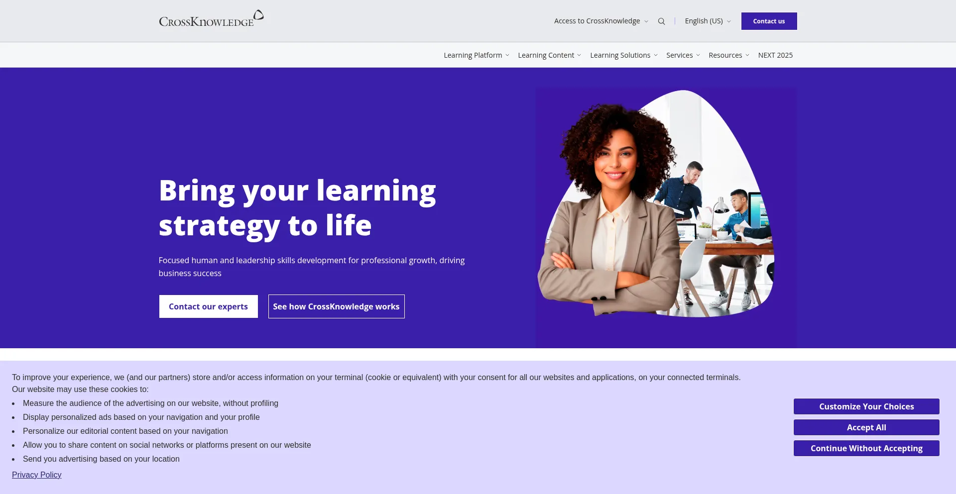 Website screenshot of Crossknowledge.com