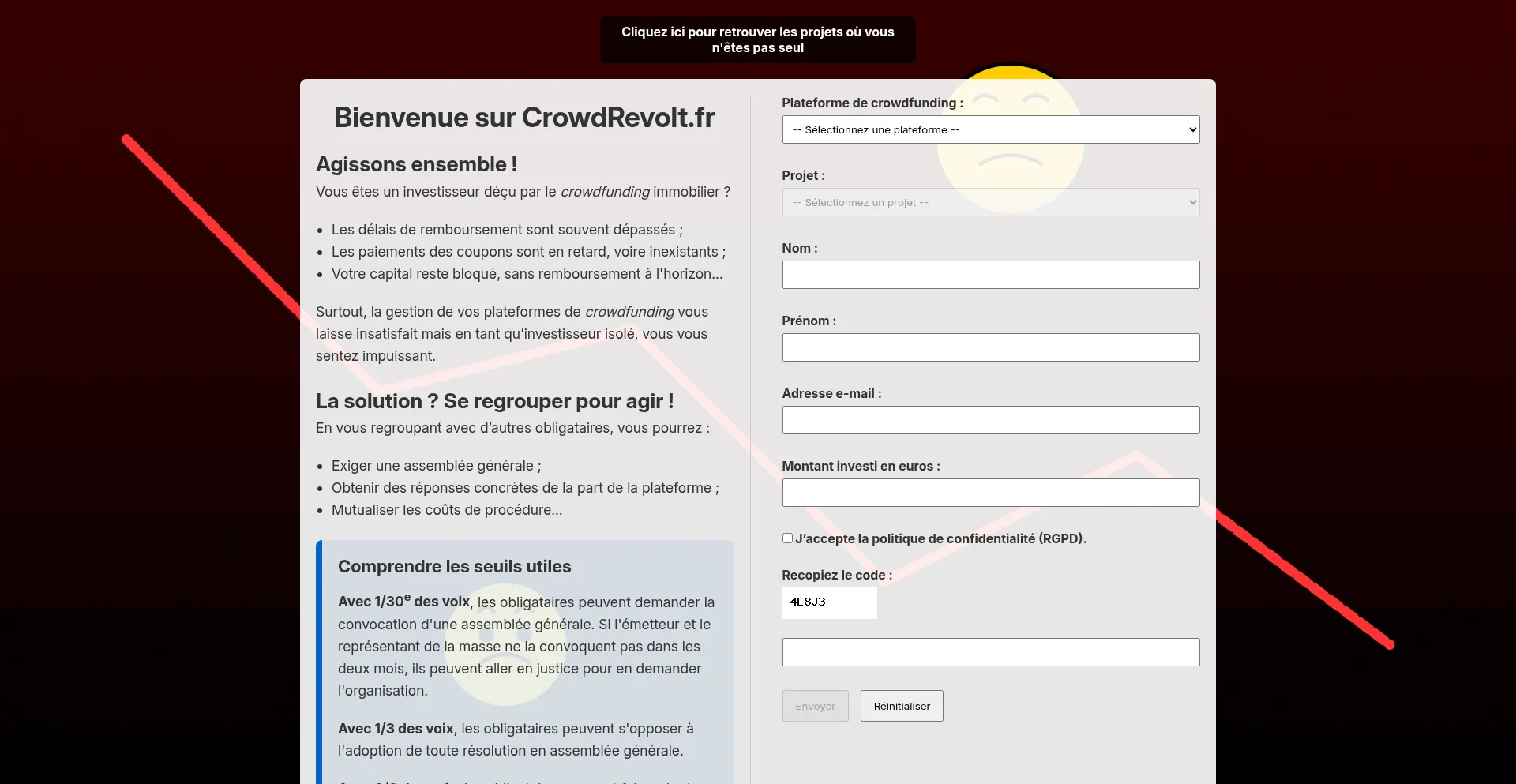 Website screenshot of Crowdrevolt.fr
