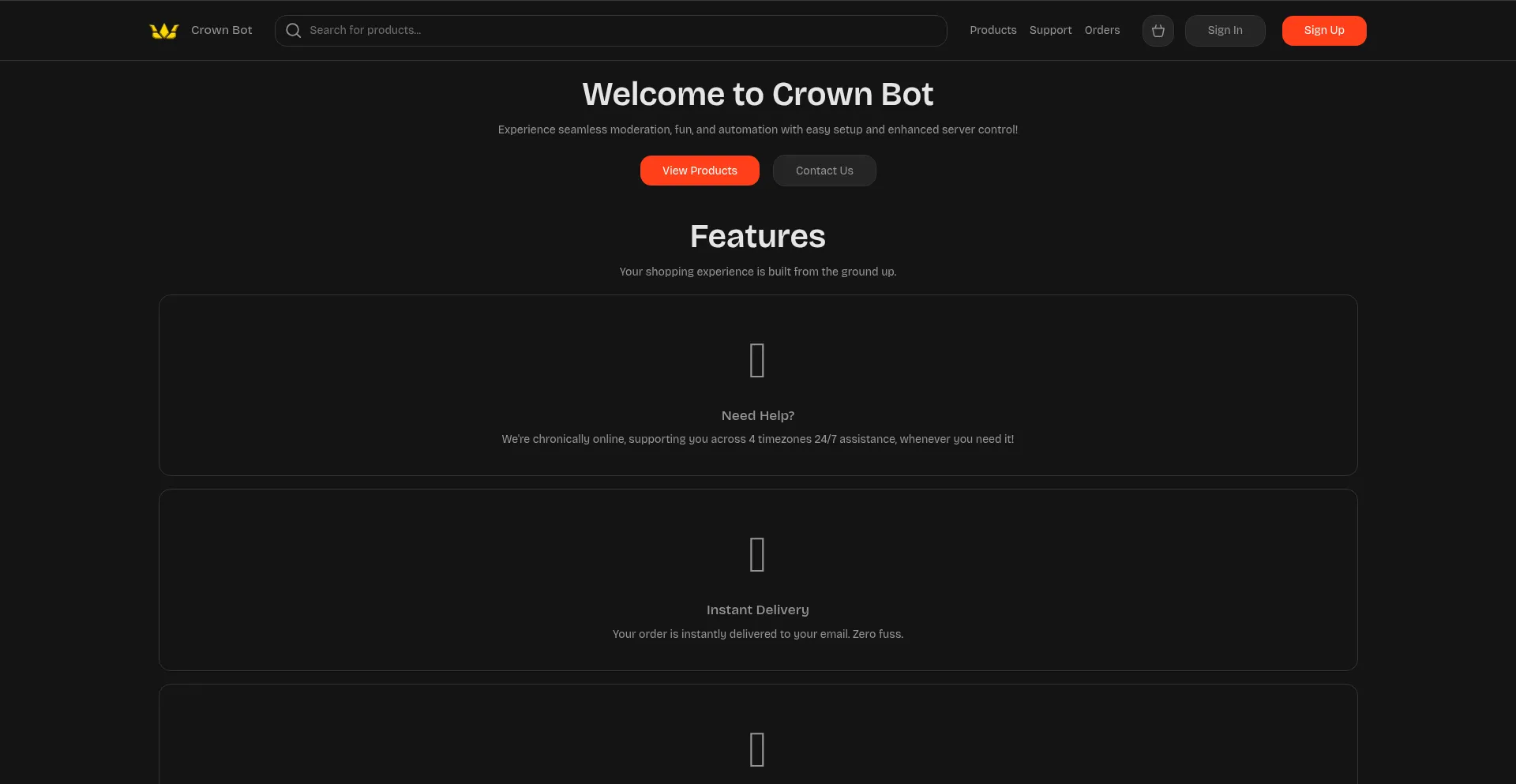Website screenshot of Crownware.bgng.io