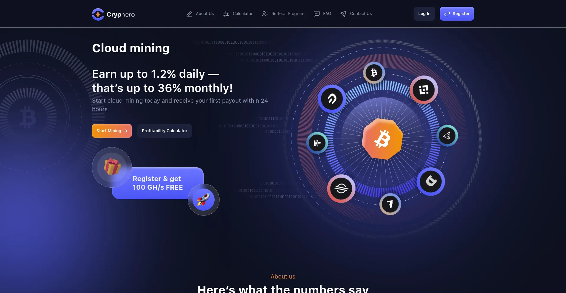 Website screenshot of Crypnero.com