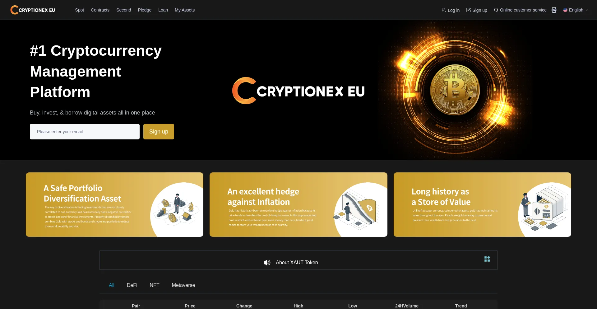 Website screenshot of Cryptionexeu.com