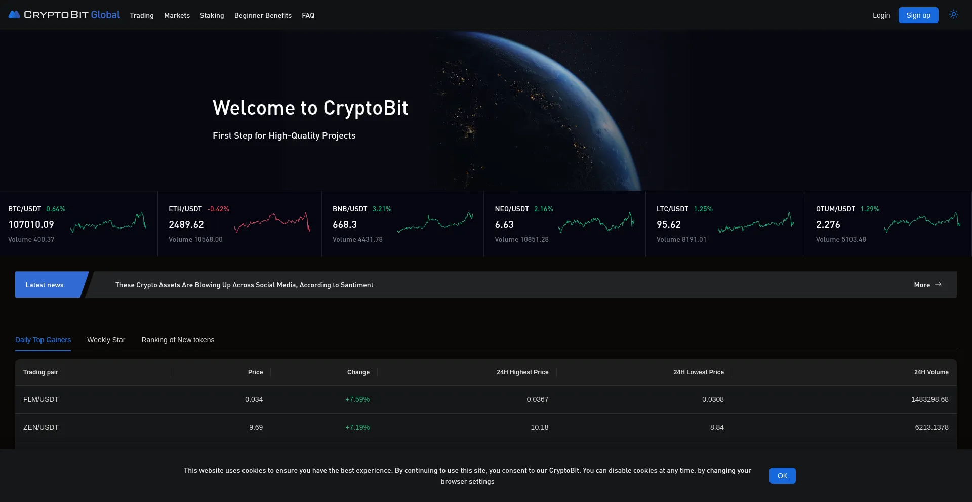 Website screenshot of Crypto-bit.exchange
