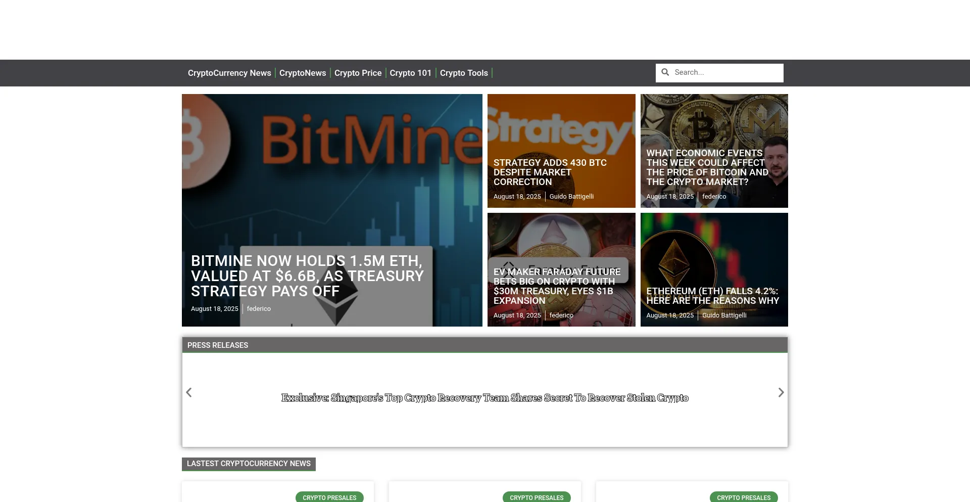 Website screenshot of Crypto-economy.com