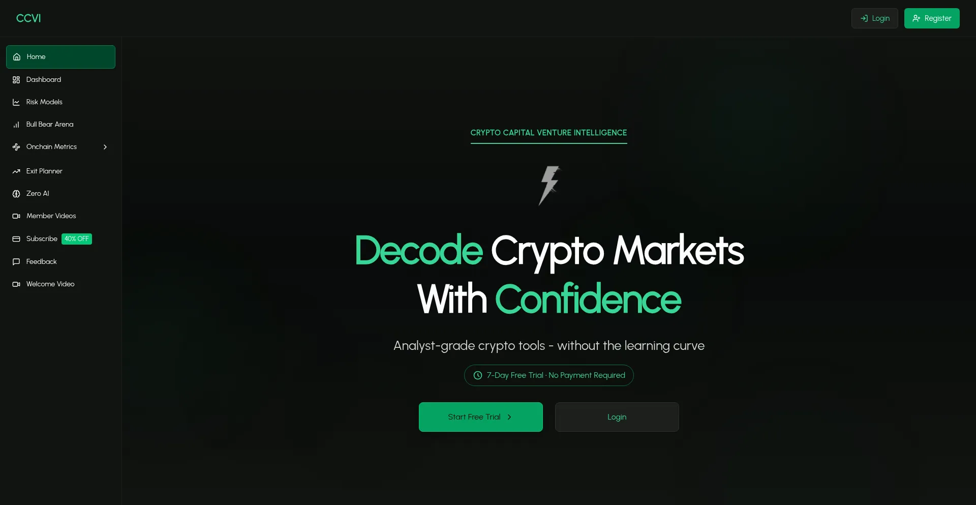 Website screenshot of Cryptocapitalventure.ai