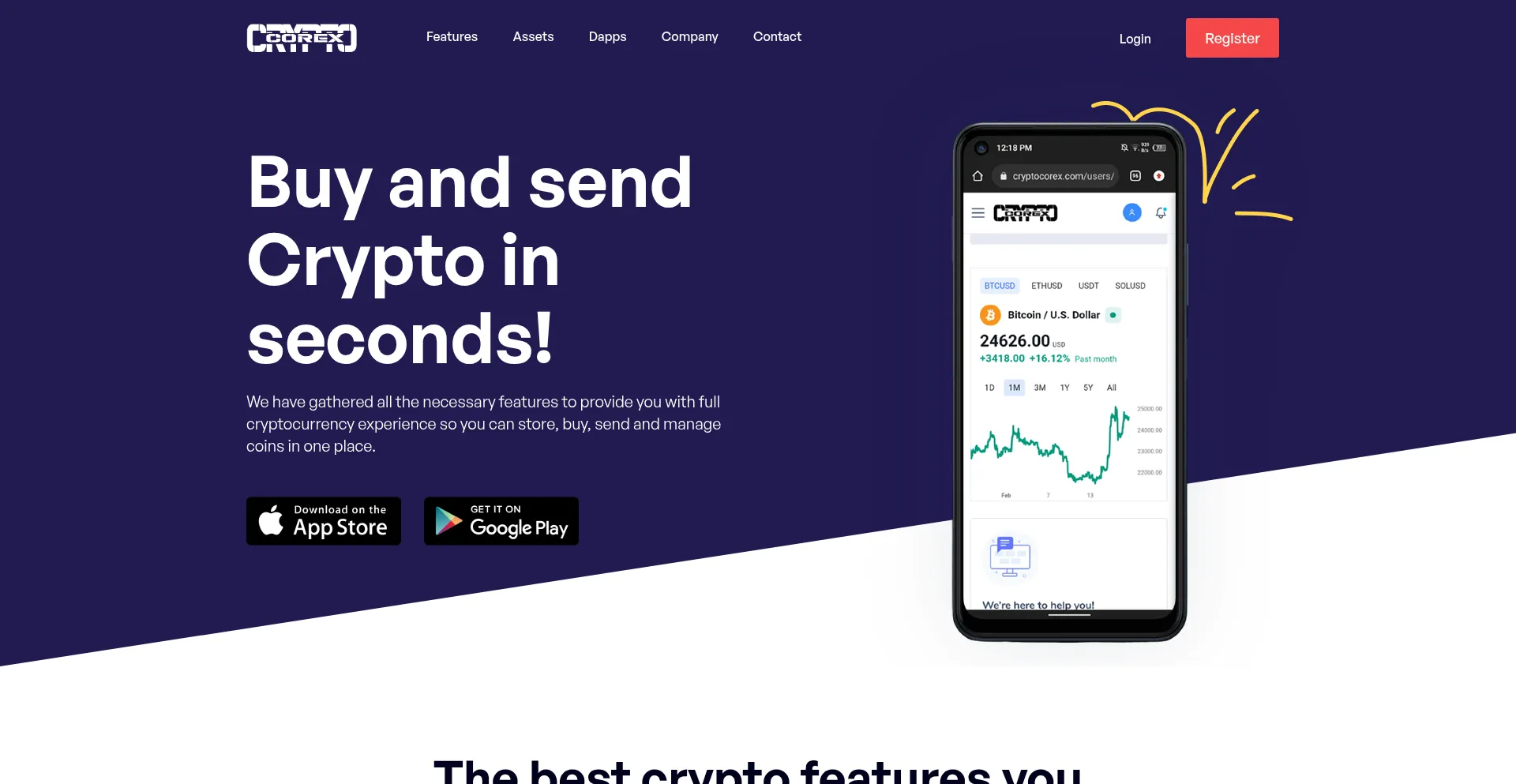 Website screenshot of Cryptocorex.com