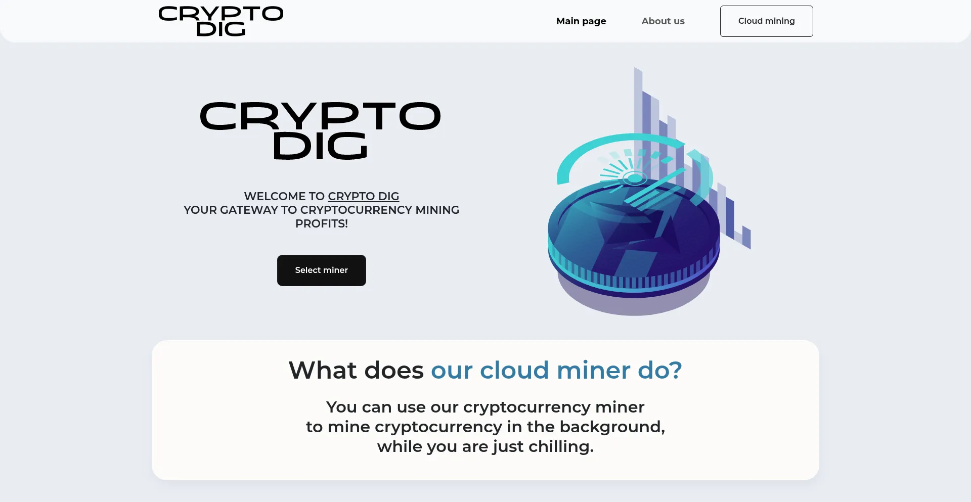Website screenshot of Cryptodig.cloud