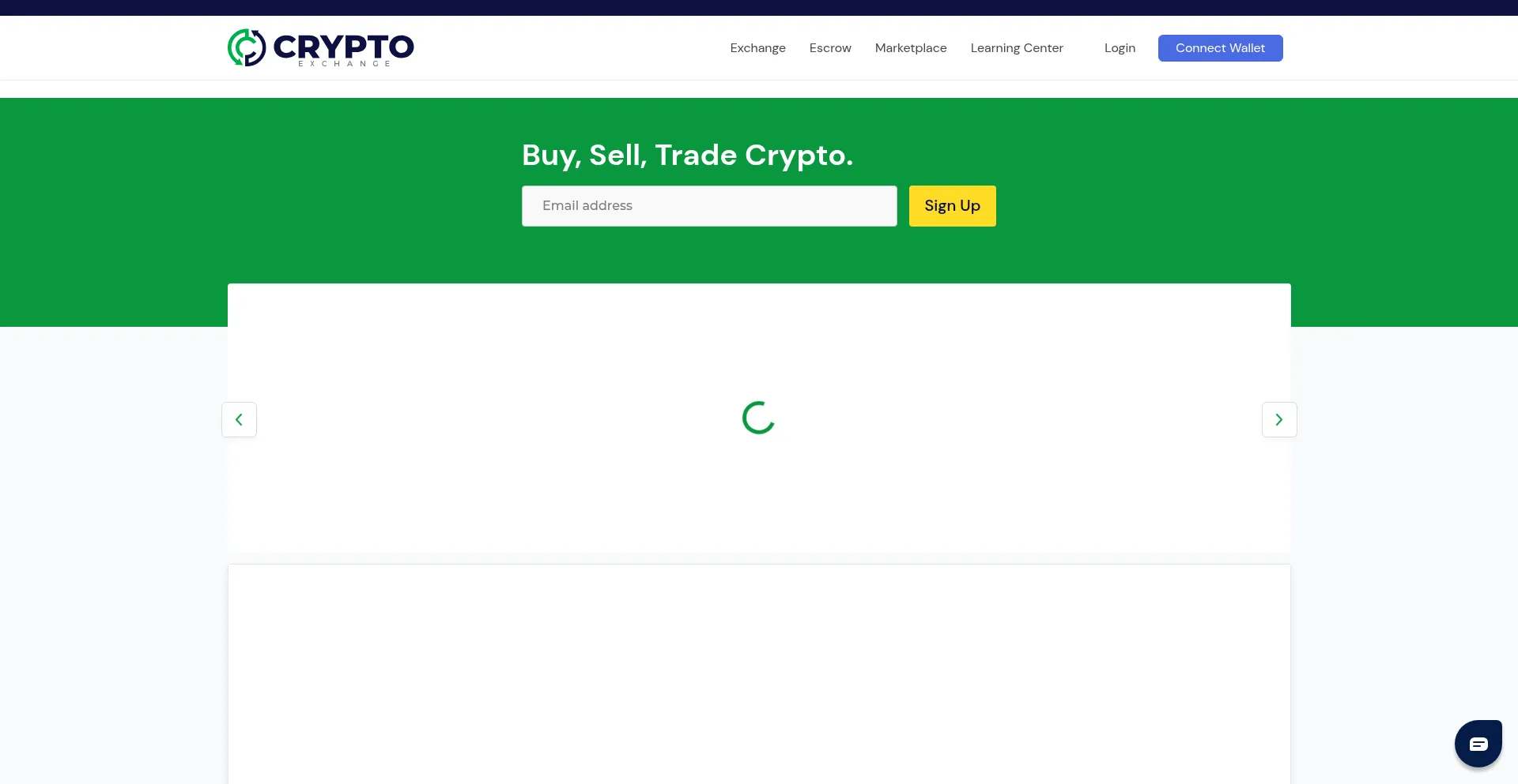 Website screenshot of Cryptoexchange.com