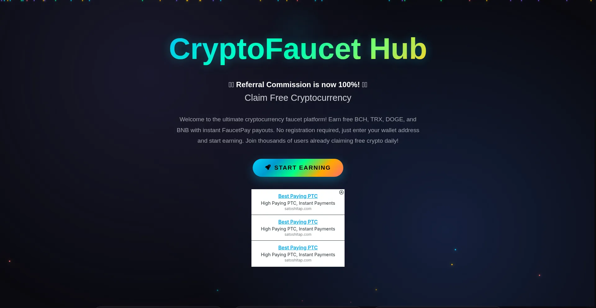 Website screenshot of Cryptofaucethub.xyz
