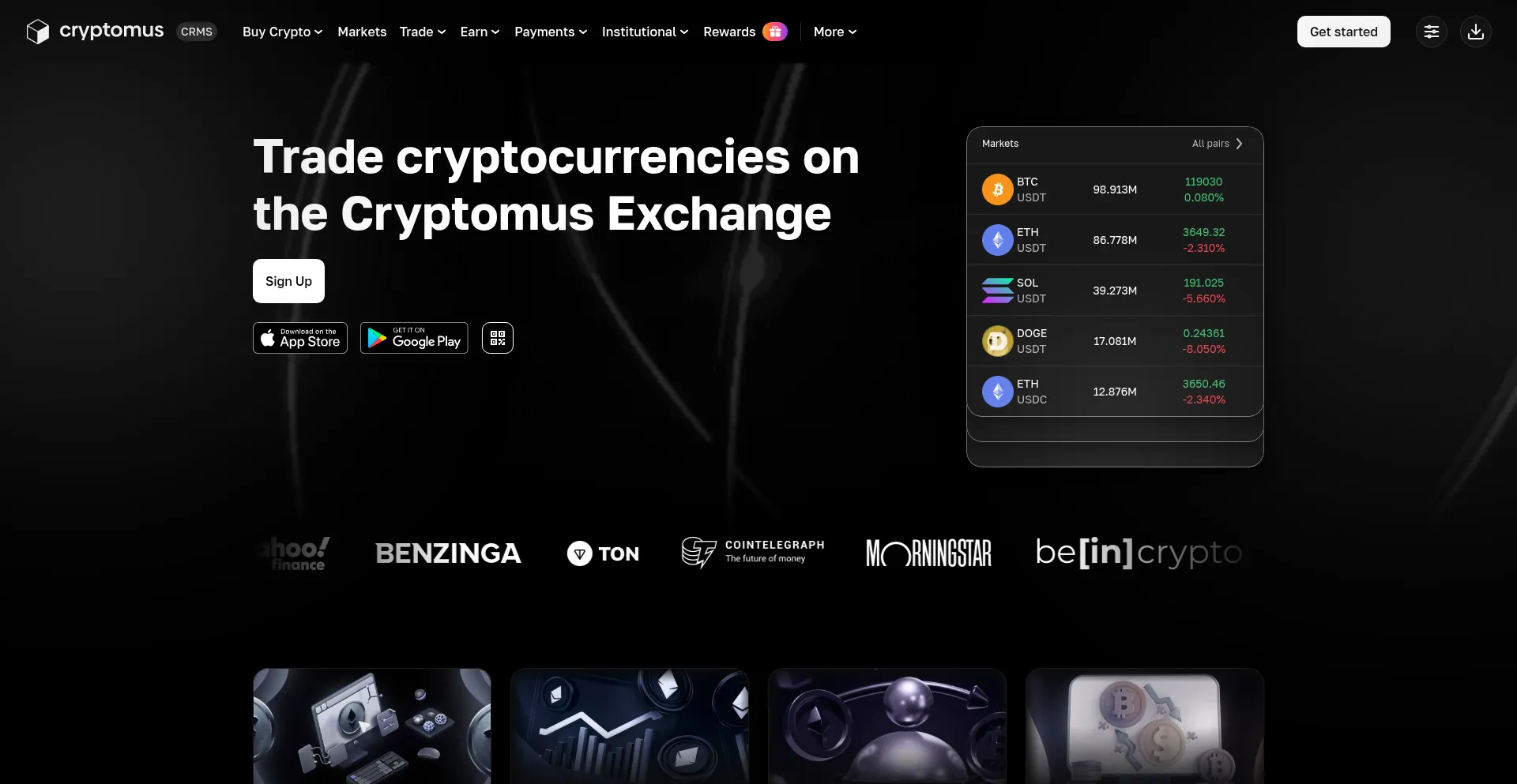 Website screenshot of Cryptomus.com