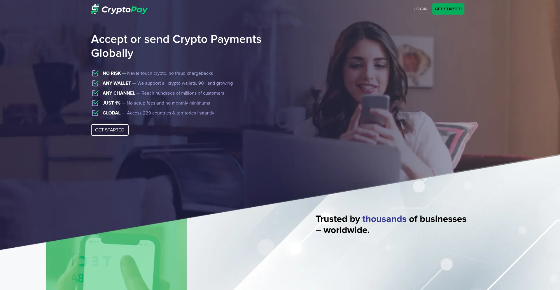 Website screenshot of Cryptopay.io