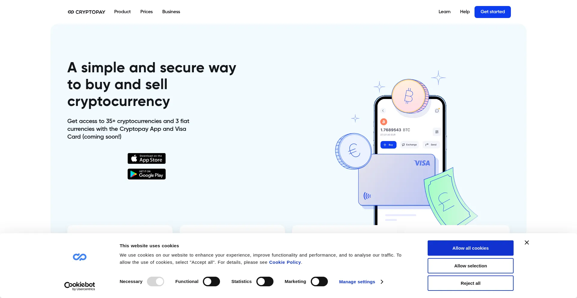 Website screenshot of Cryptopay.me