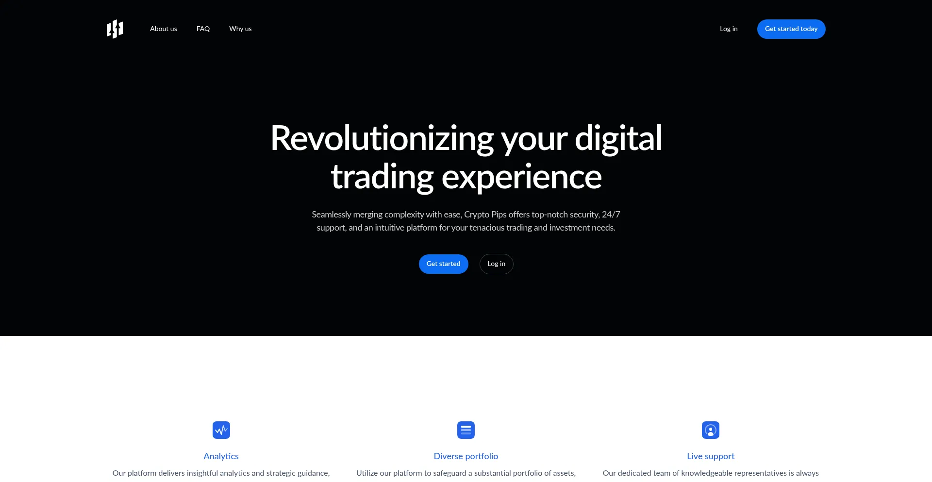 Website screenshot of Cryptopips.net