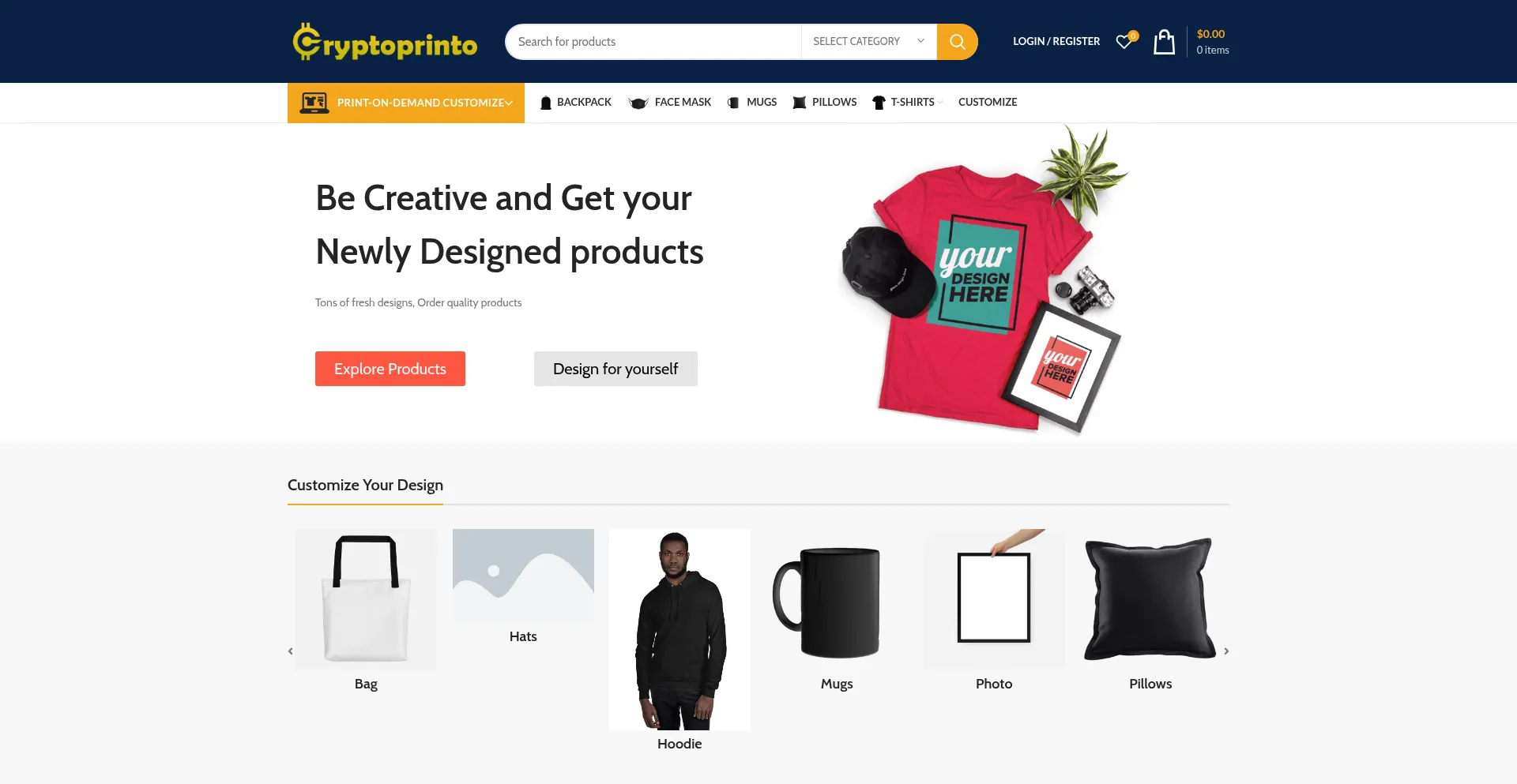 Website screenshot of Cryptoprinto.com