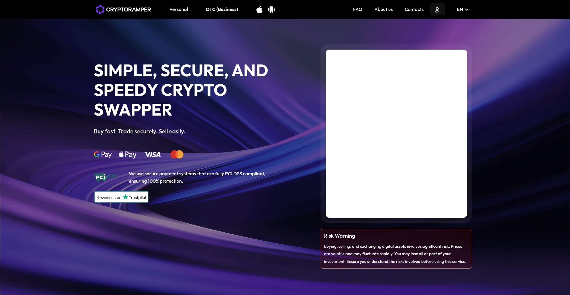 Website screenshot of Cryptoramper.io