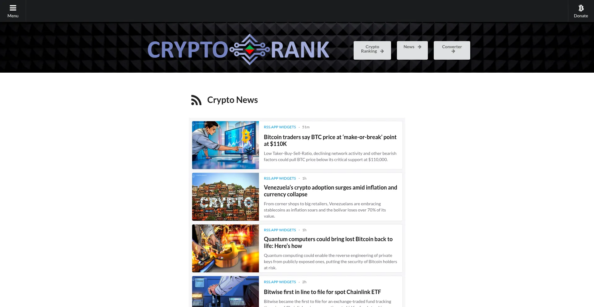 Website screenshot of Cryptorank.online
