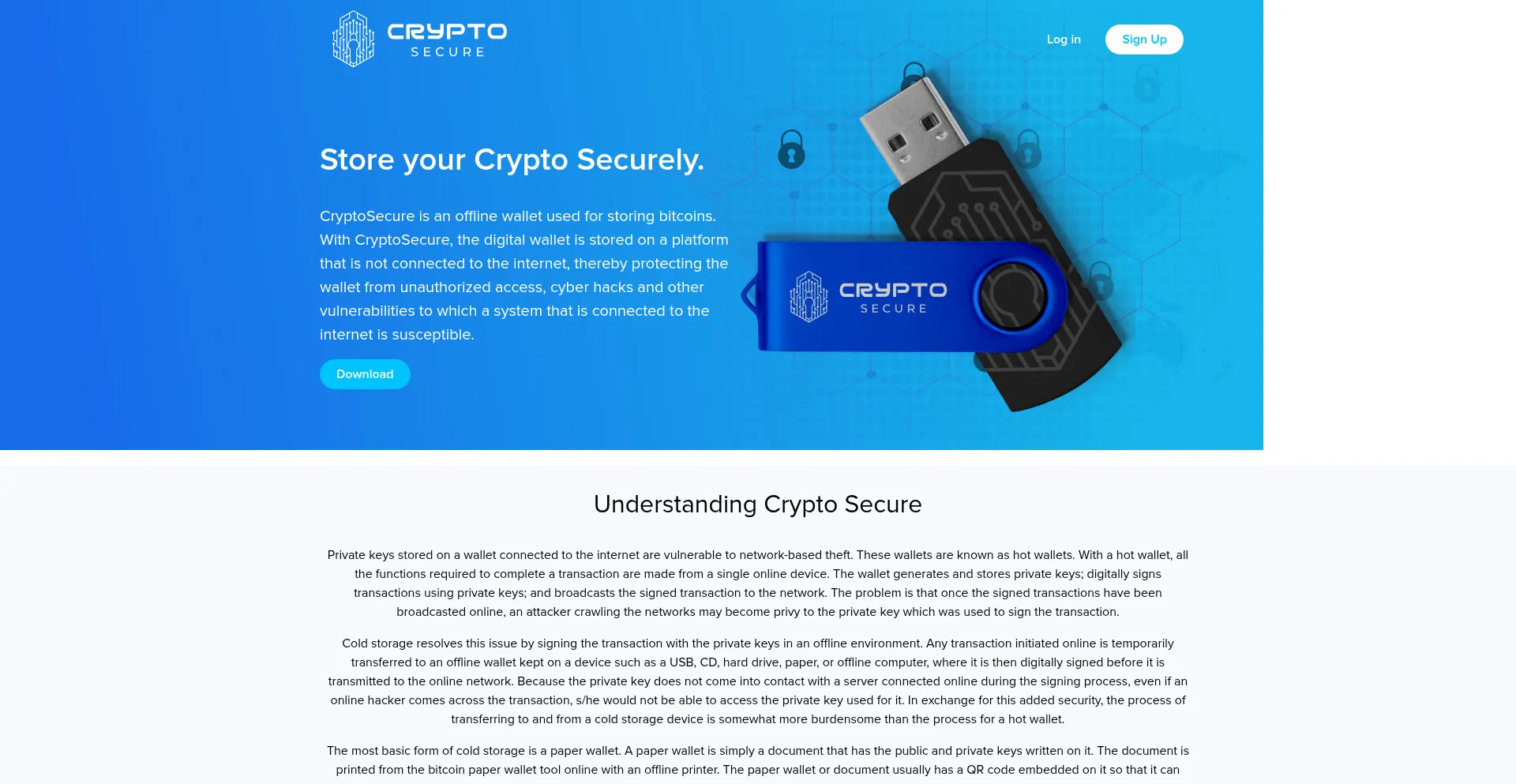 Website screenshot of Cryptosecure.com