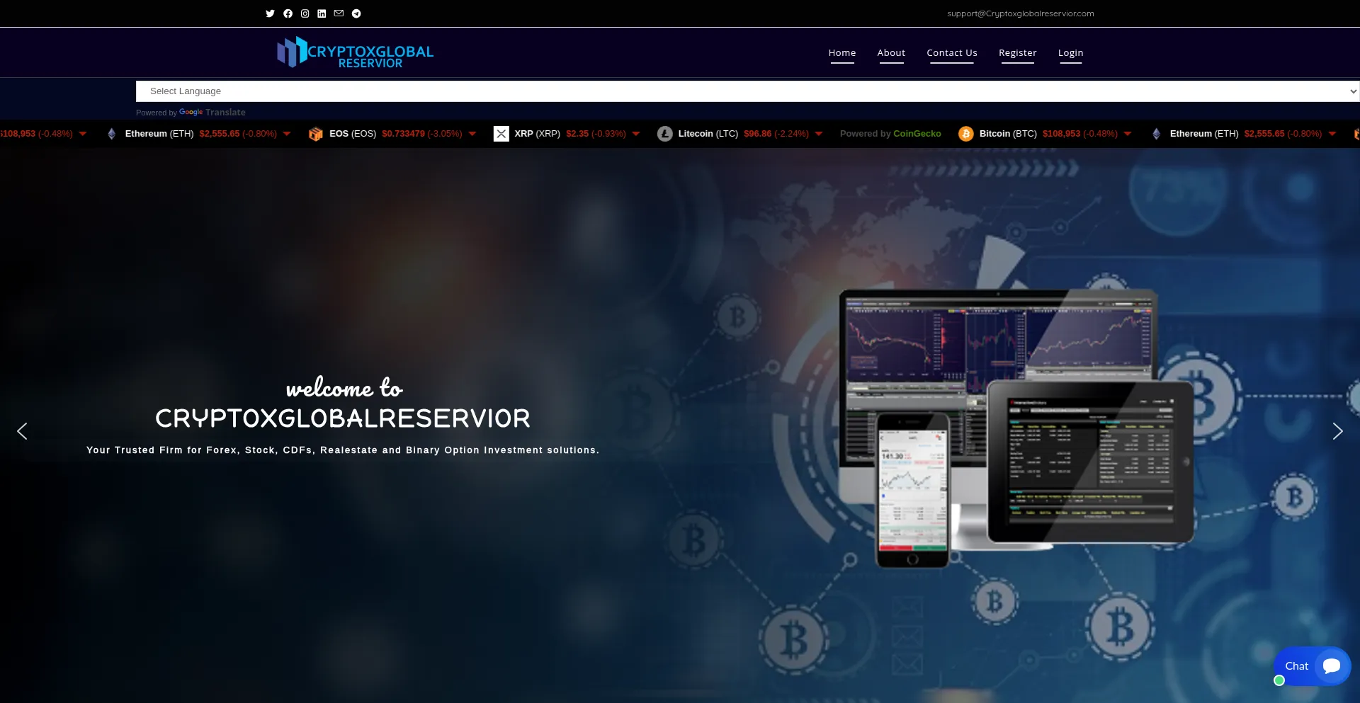 Website screenshot of Cryptoxglobalreservior.com