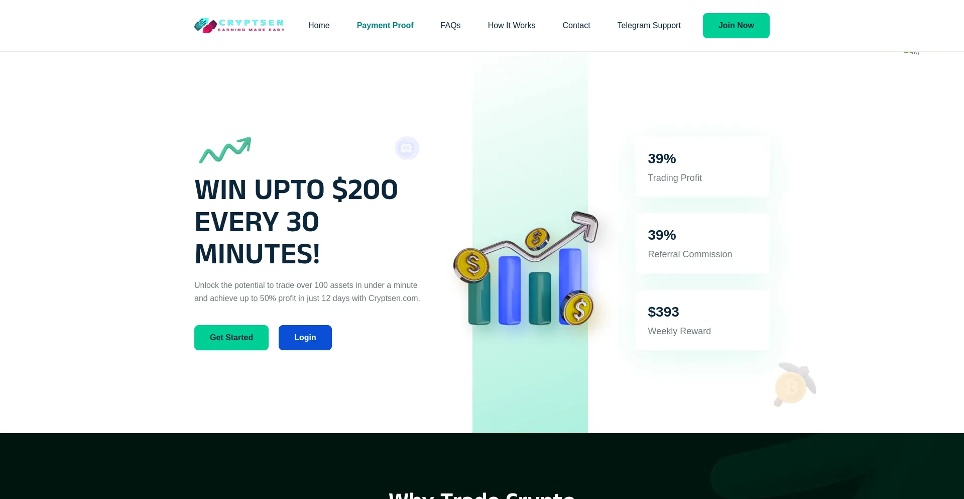 Website screenshot of Cryptsen.com