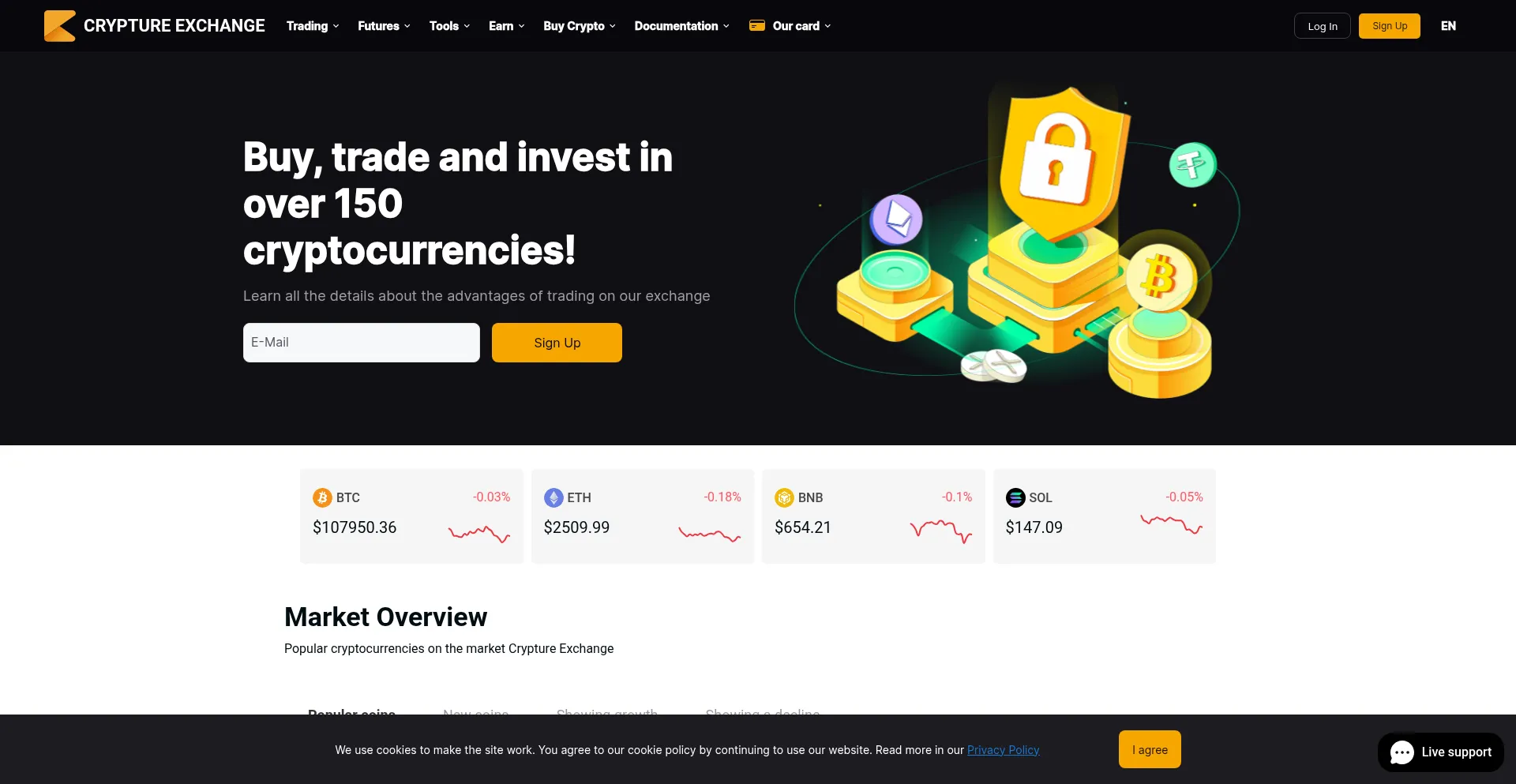 Website screenshot of Crypture.in