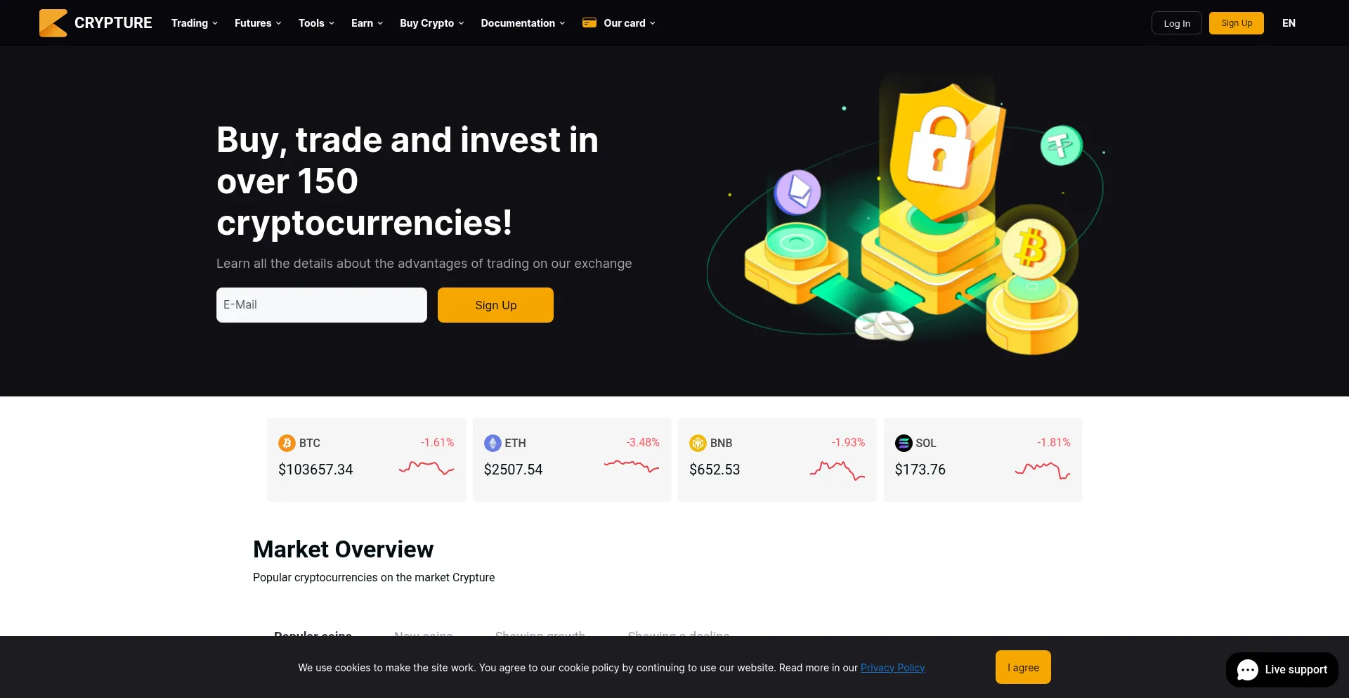 Website screenshot of Crypture.me
