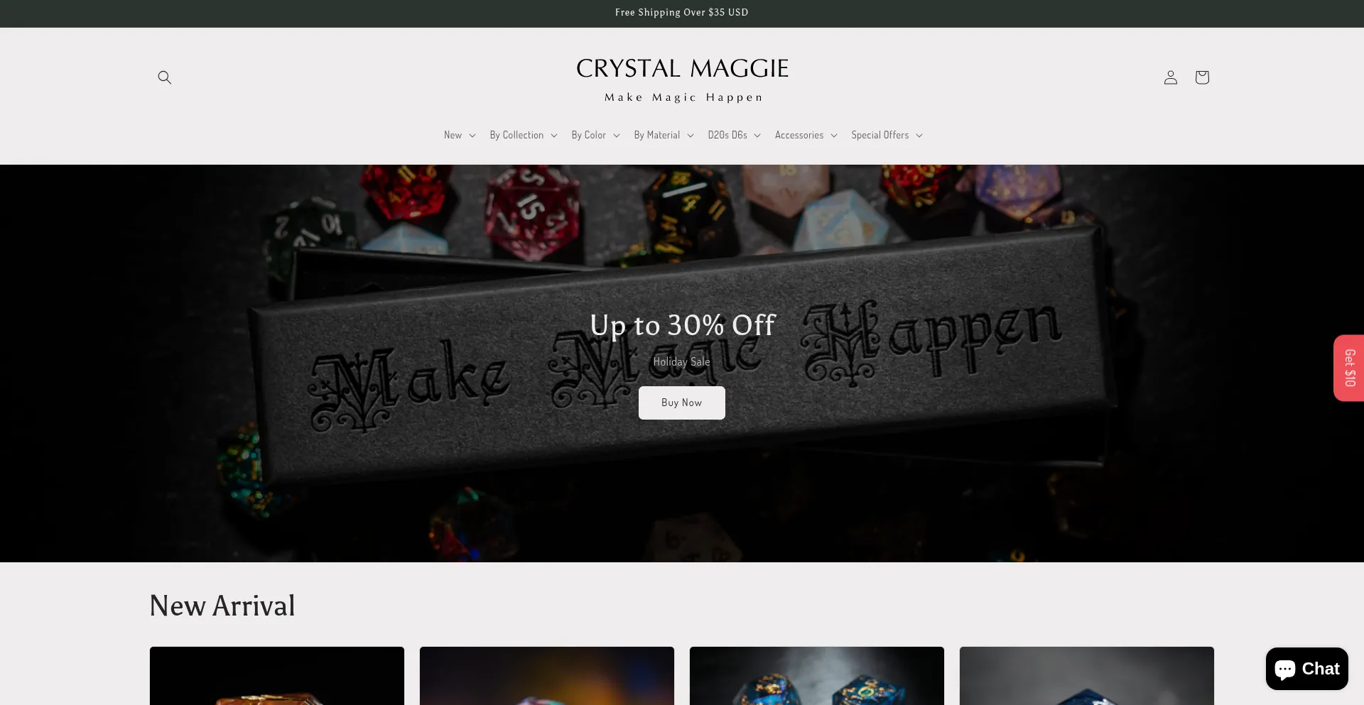 Website screenshot of Crystalmaggie.com