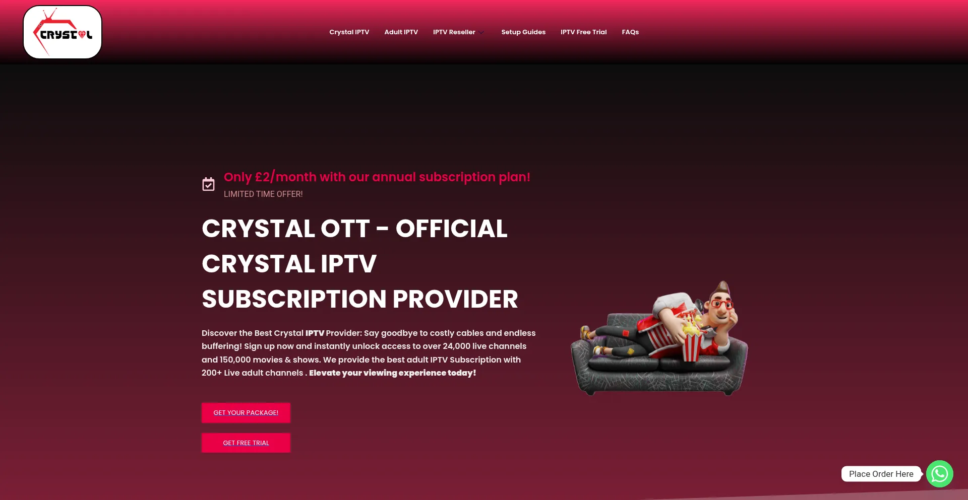 Website screenshot of Crystalsiptv.com