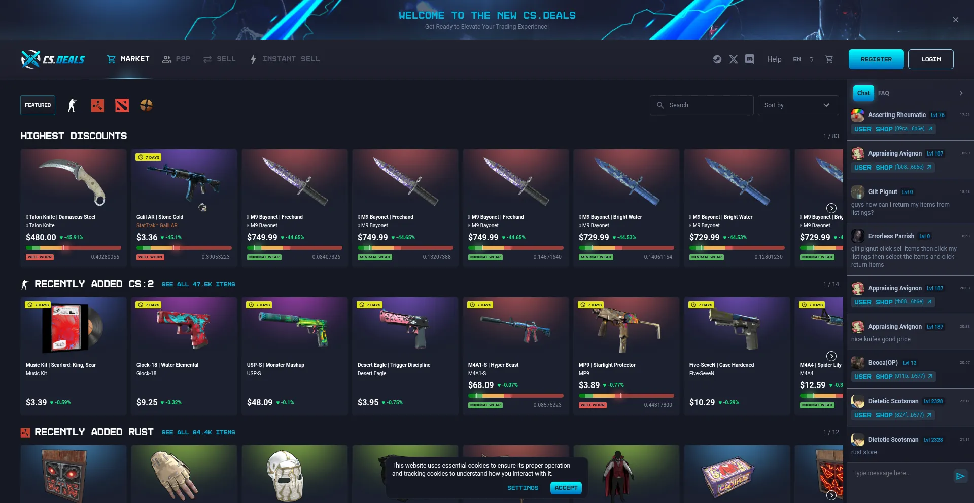 Website screenshot of Cs.deals