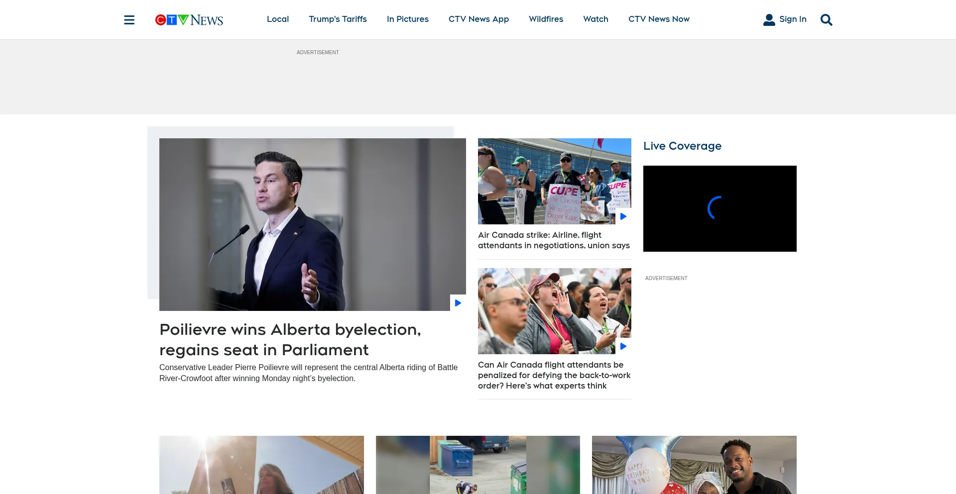 Website screenshot of Ctvnews.ca