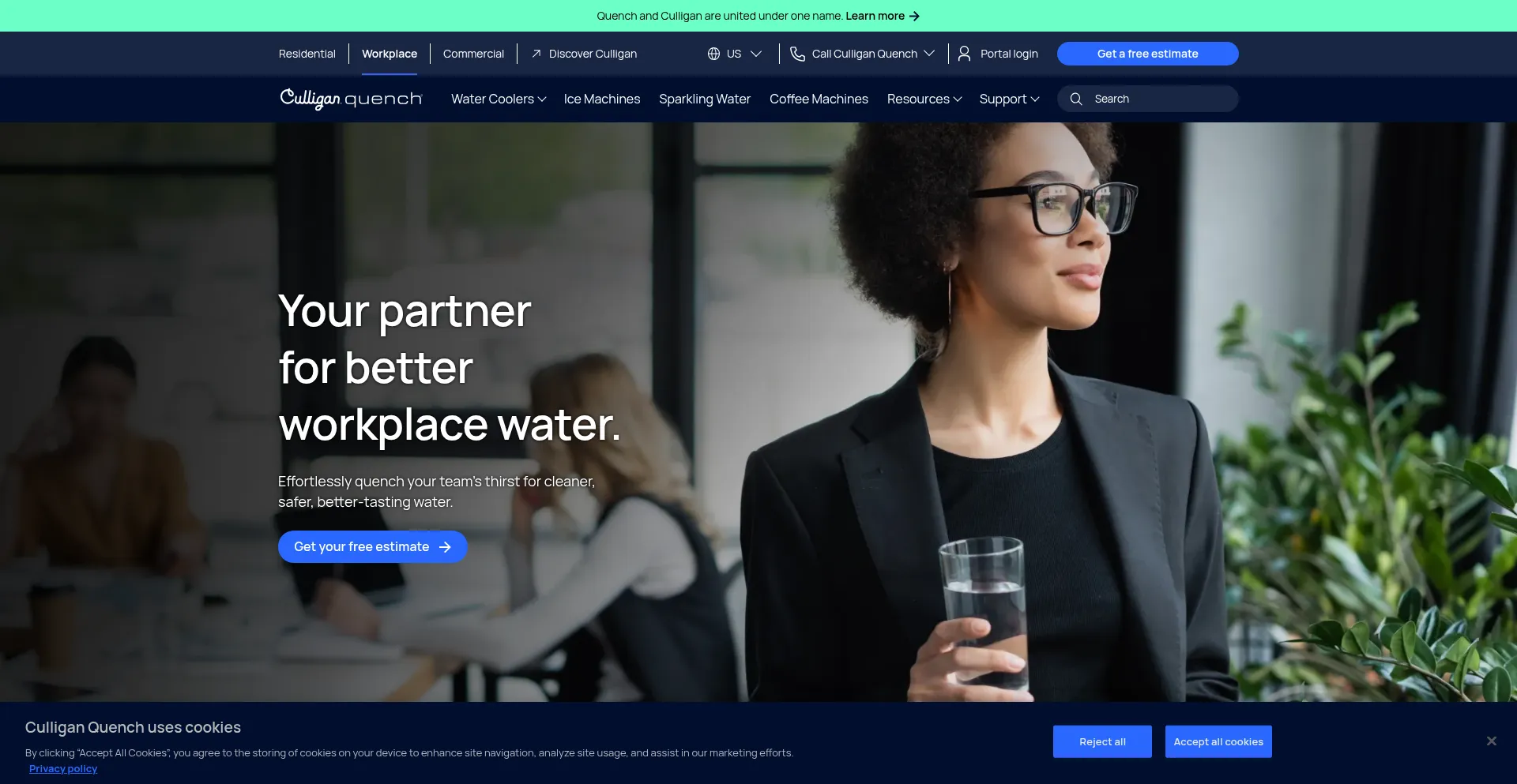 Website screenshot of Culliganquench.com