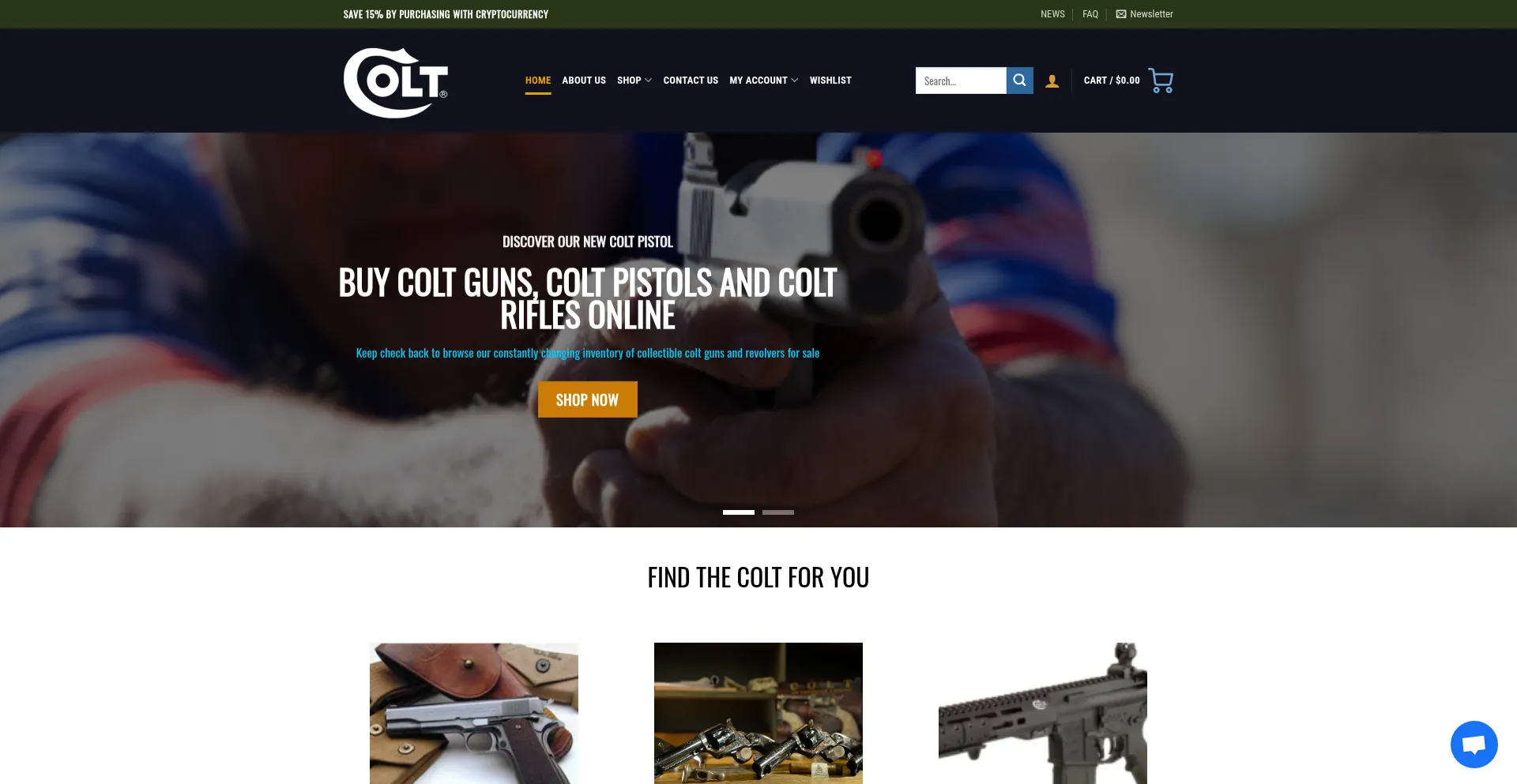 Website screenshot of Cultgunsonline.com