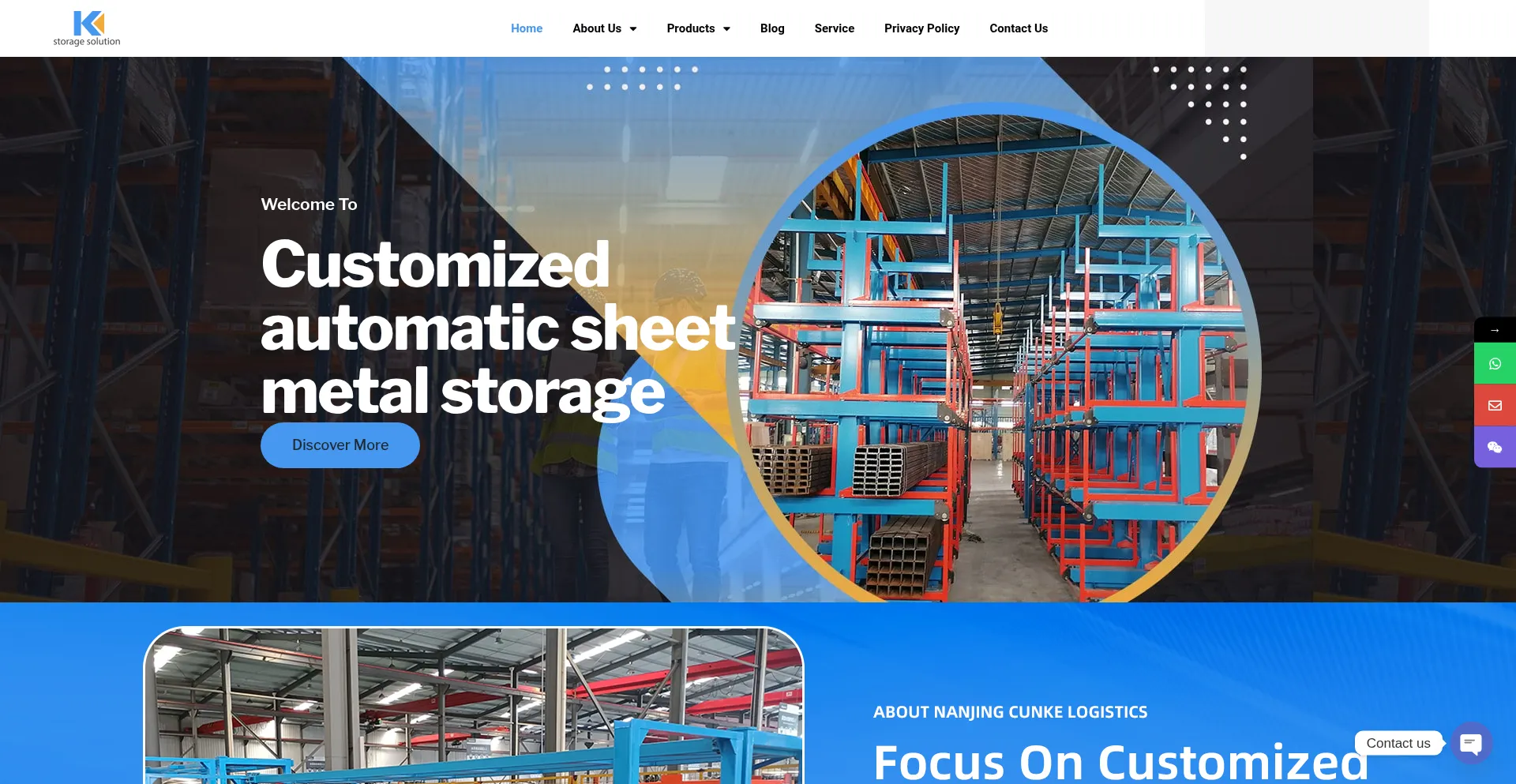 Website screenshot of Cunkestorage.com