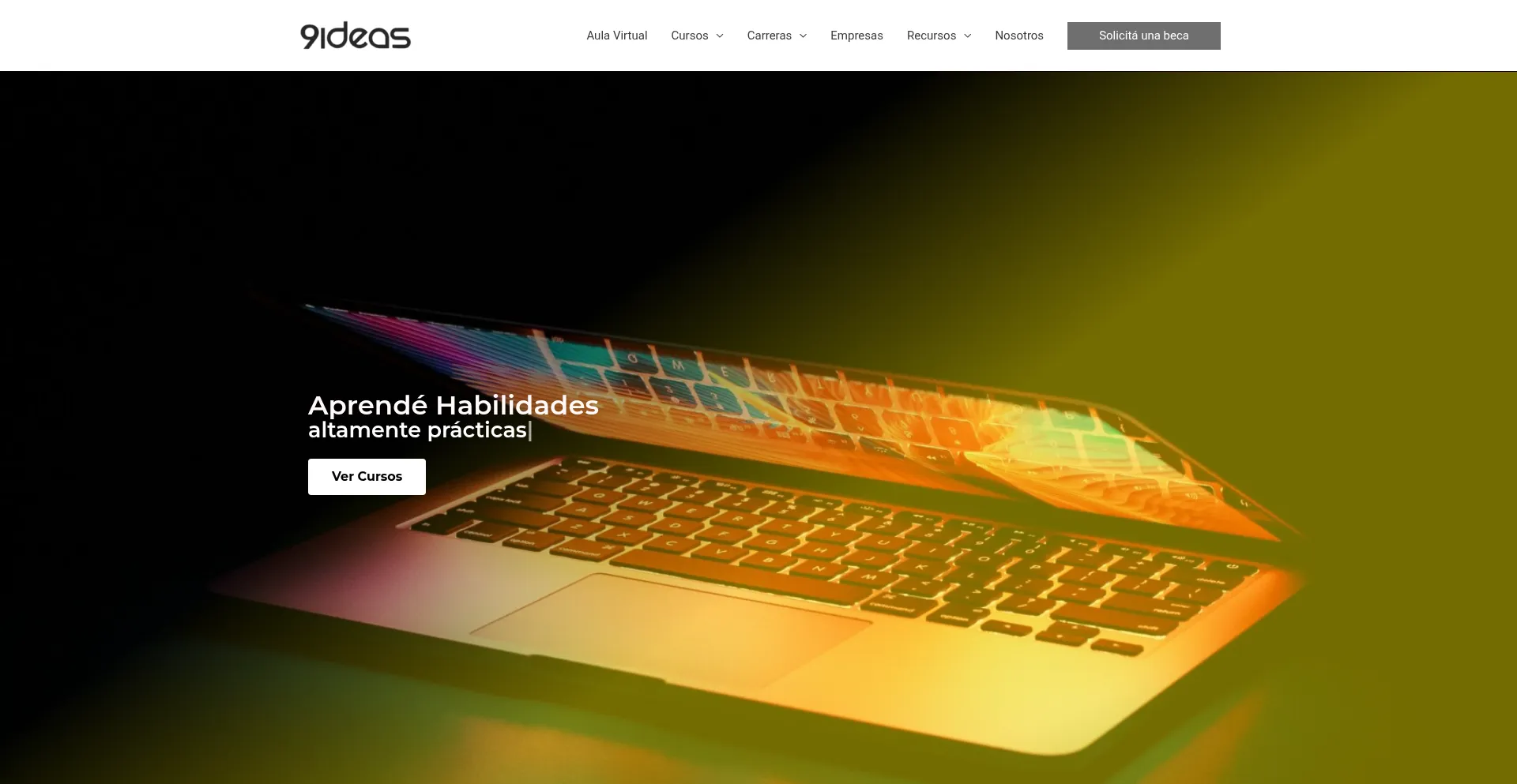 Website screenshot of Cursos.9ideas.net