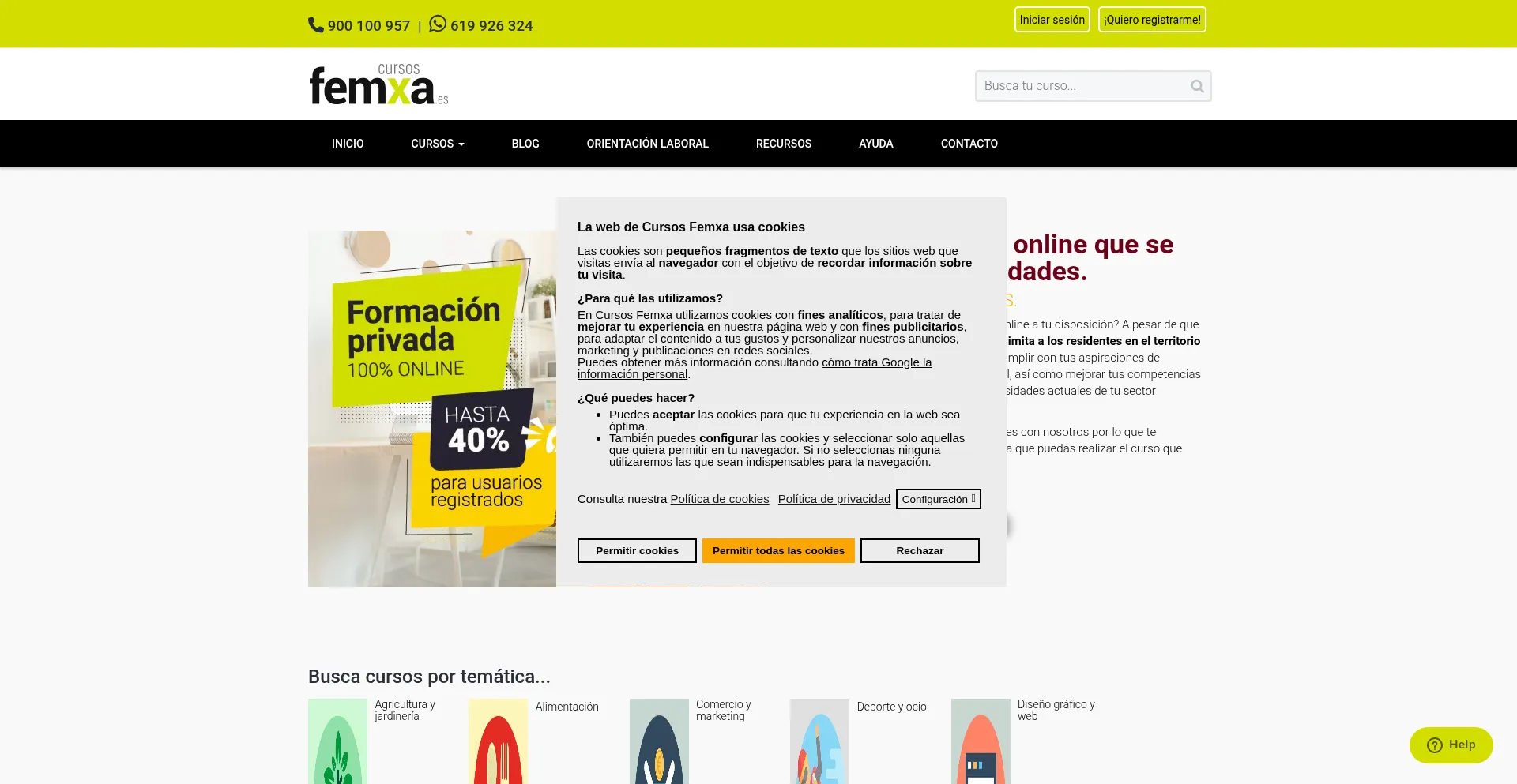 Website screenshot of Cursosfemxa.es