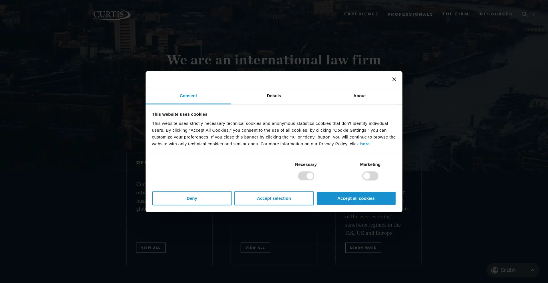 Website screenshot of Curtis.com