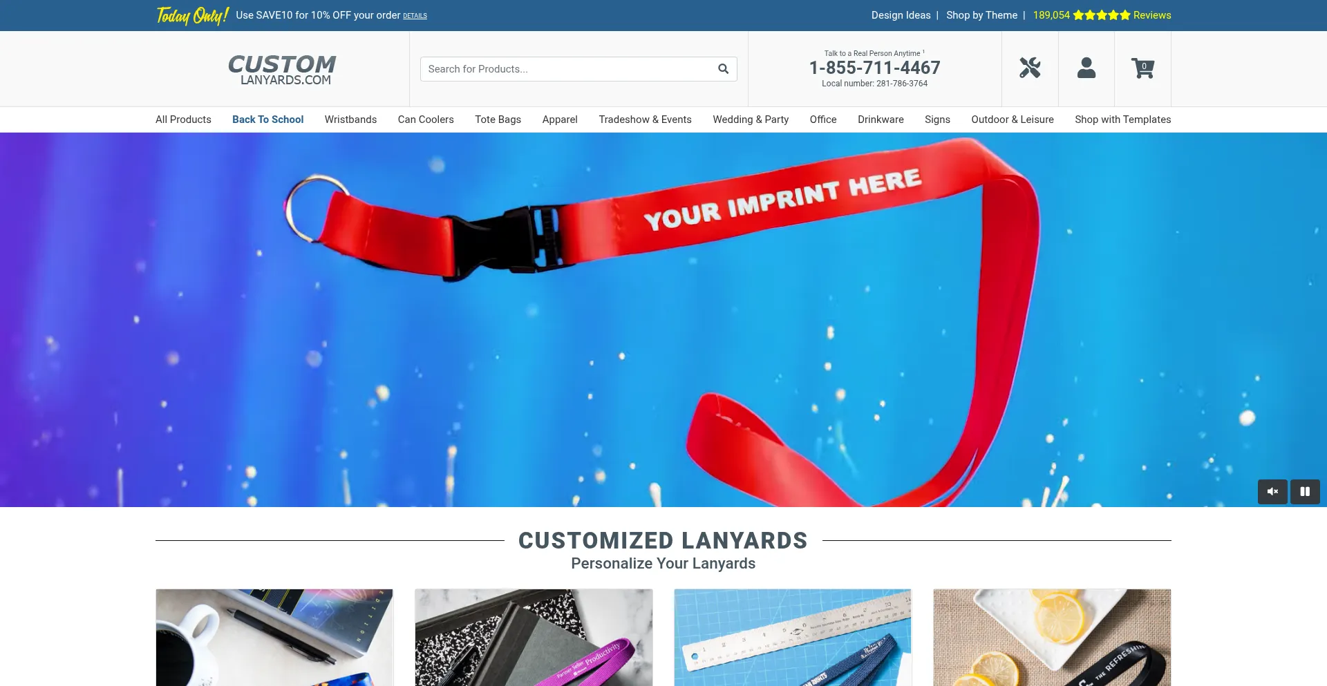 Website screenshot of Customlanyards.com