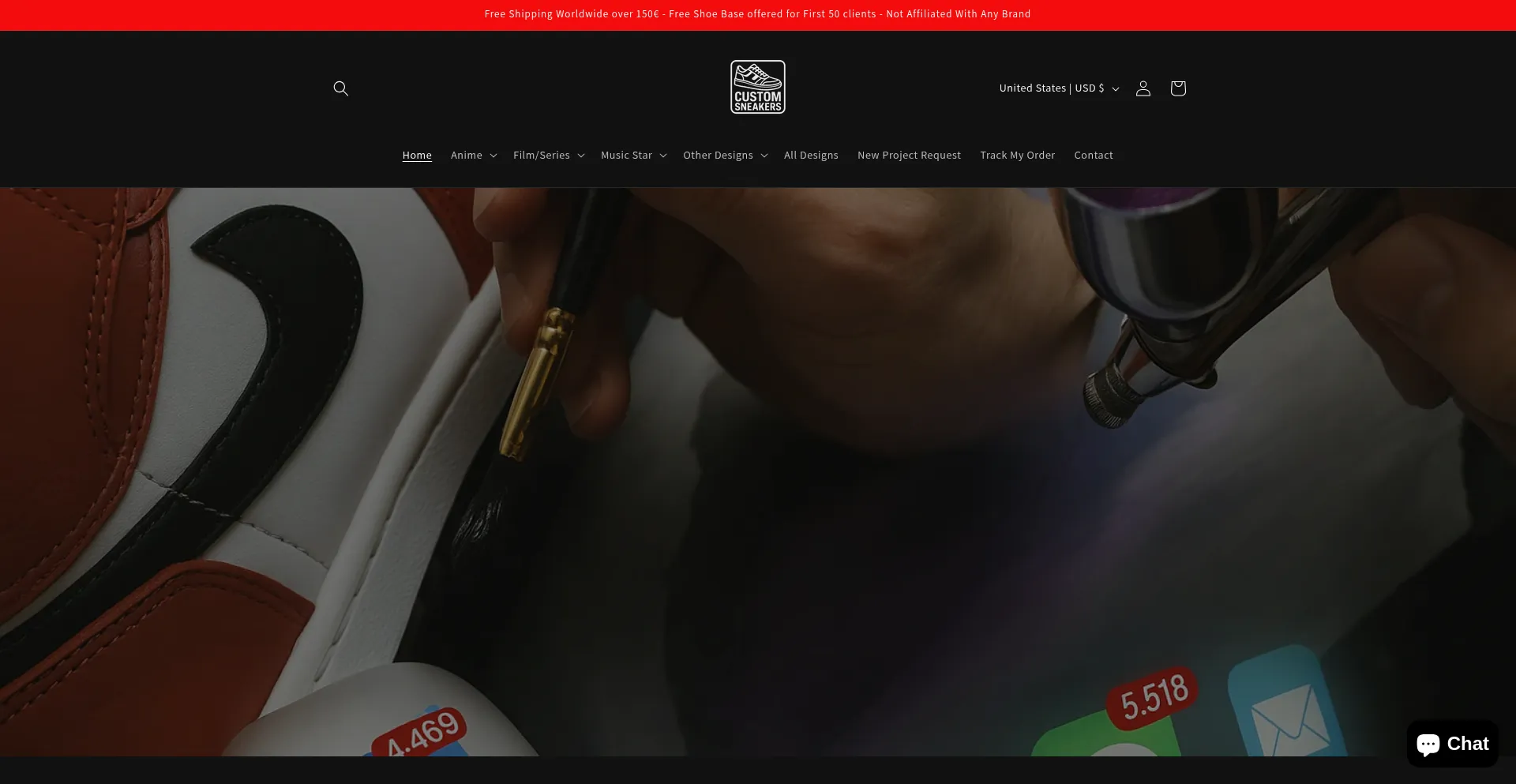 Website screenshot of Customsneakers.store