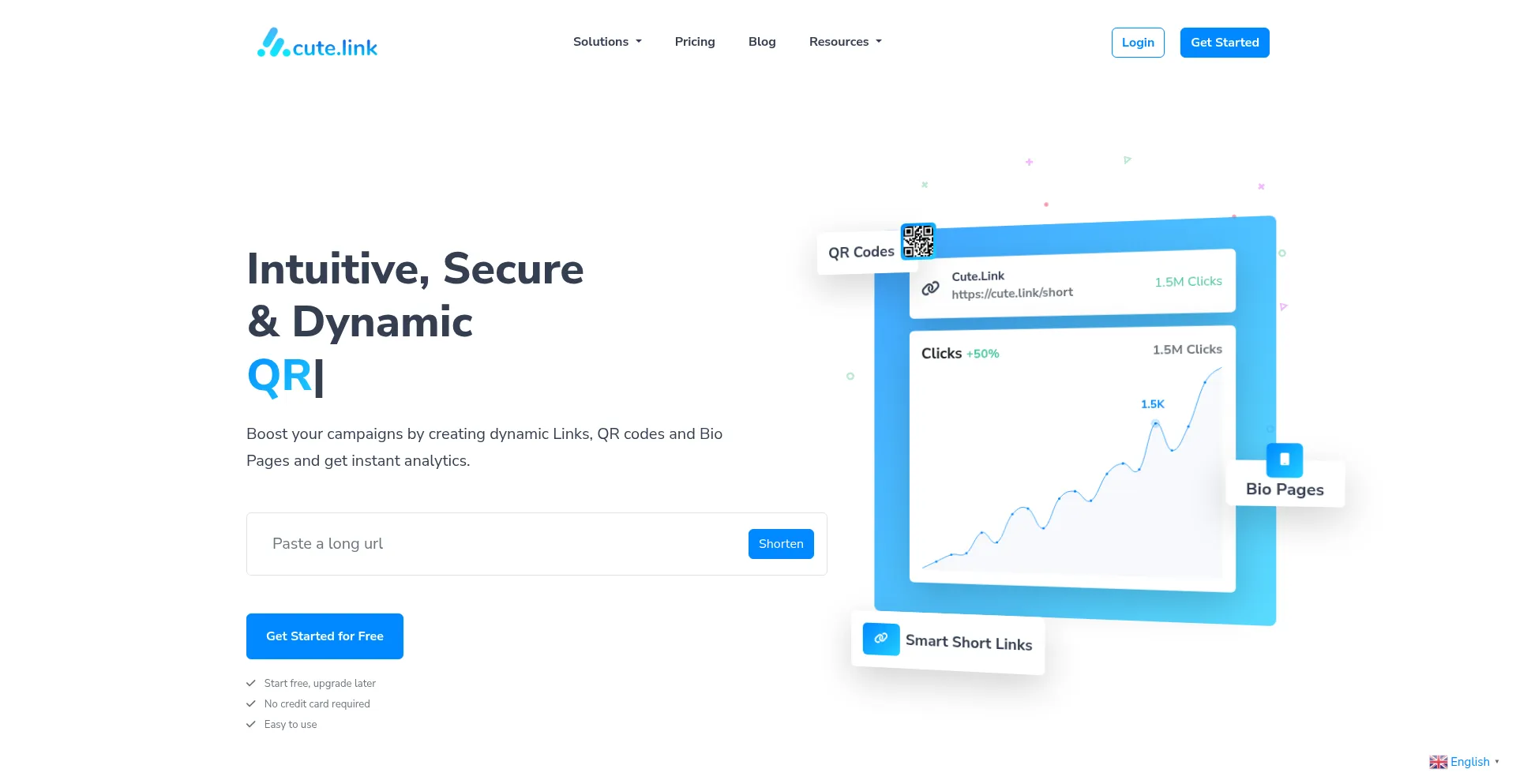 Website screenshot of Cute.link