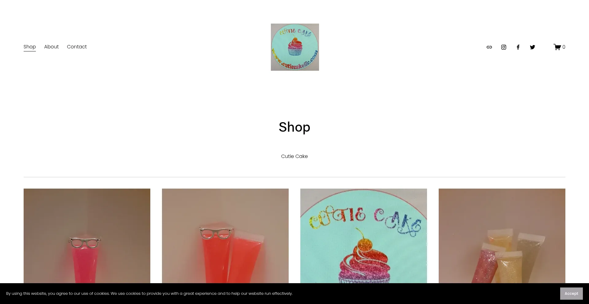 Website screenshot of Cutiecakellc.com