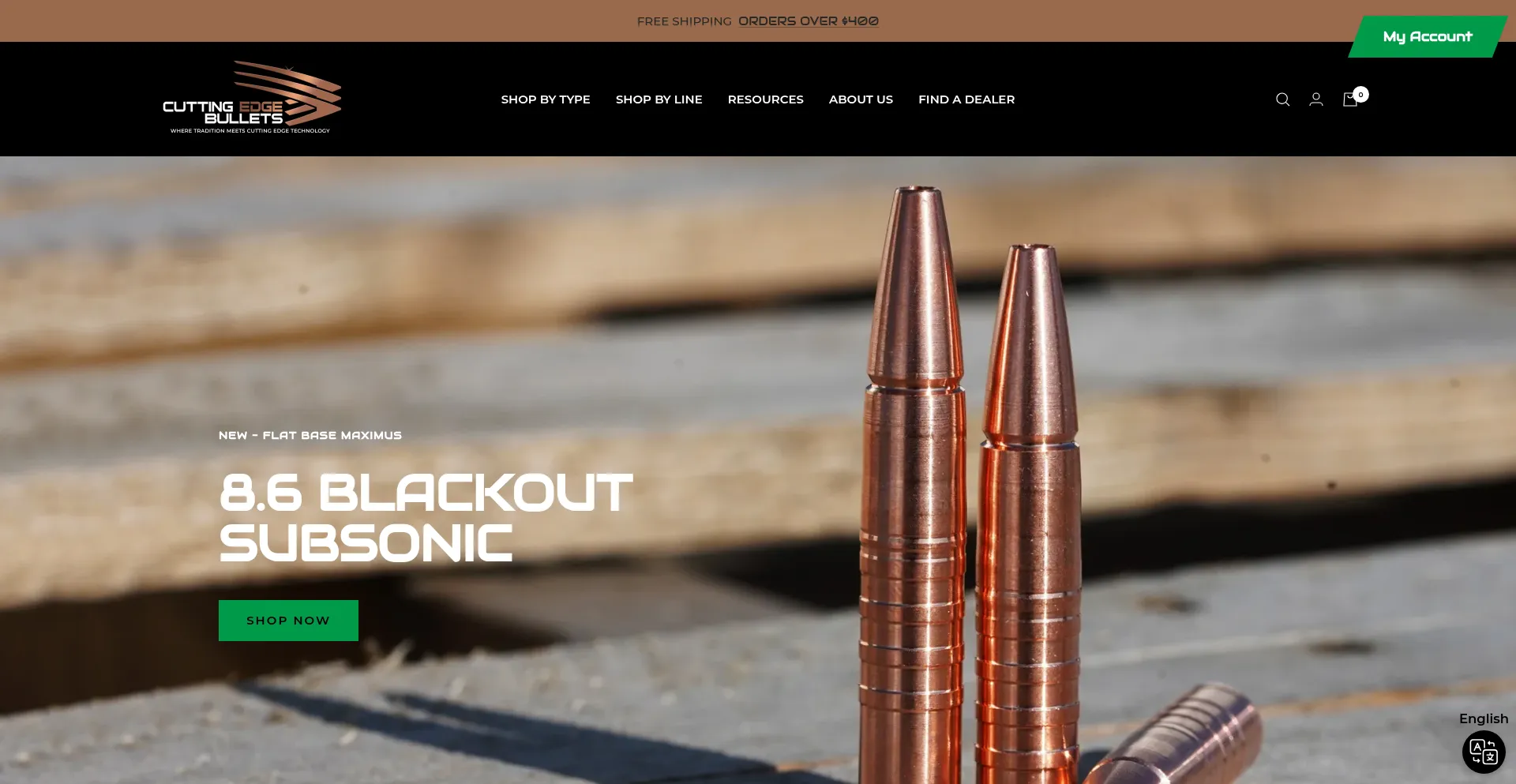 Website screenshot of Cuttingedgebullets.com