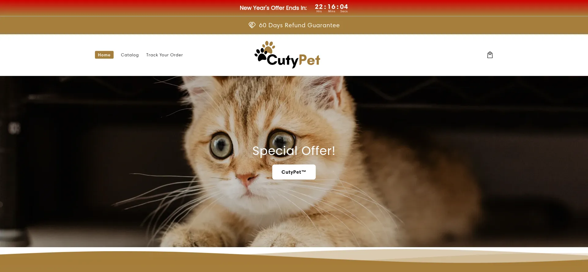 Website screenshot of Cutypet.com