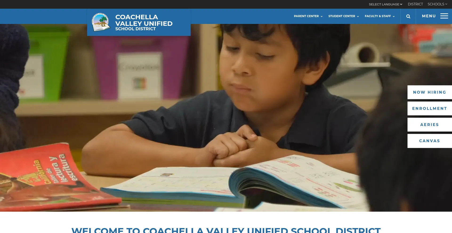 Website screenshot of Cvusd.us