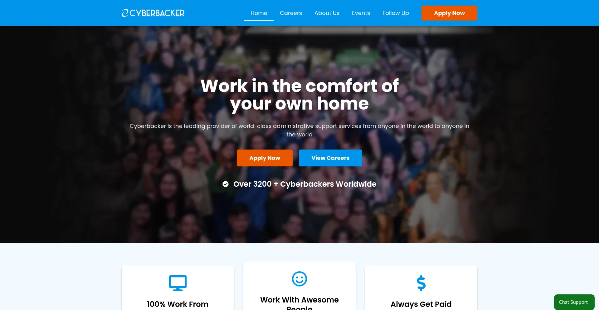 Website screenshot of Cyberbacker.ph