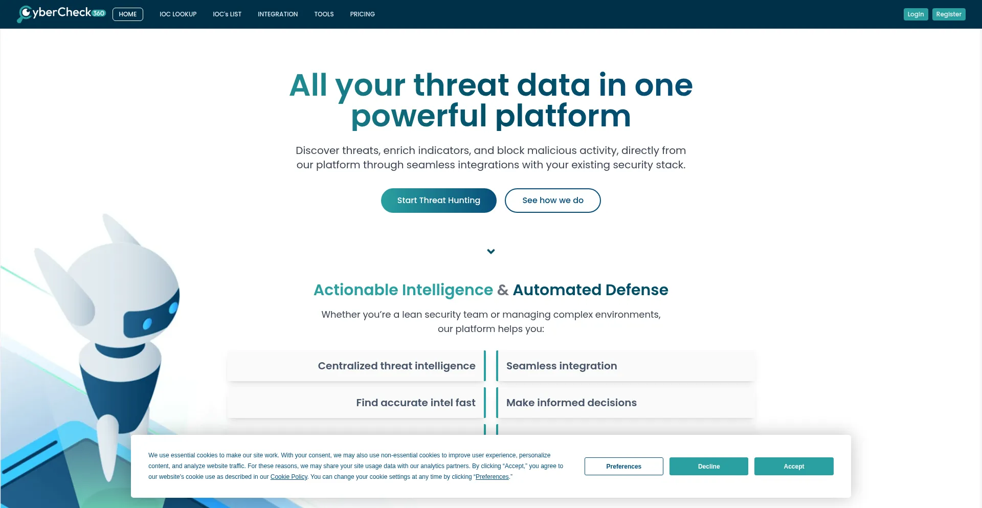 Website screenshot of Cybercheck360.com