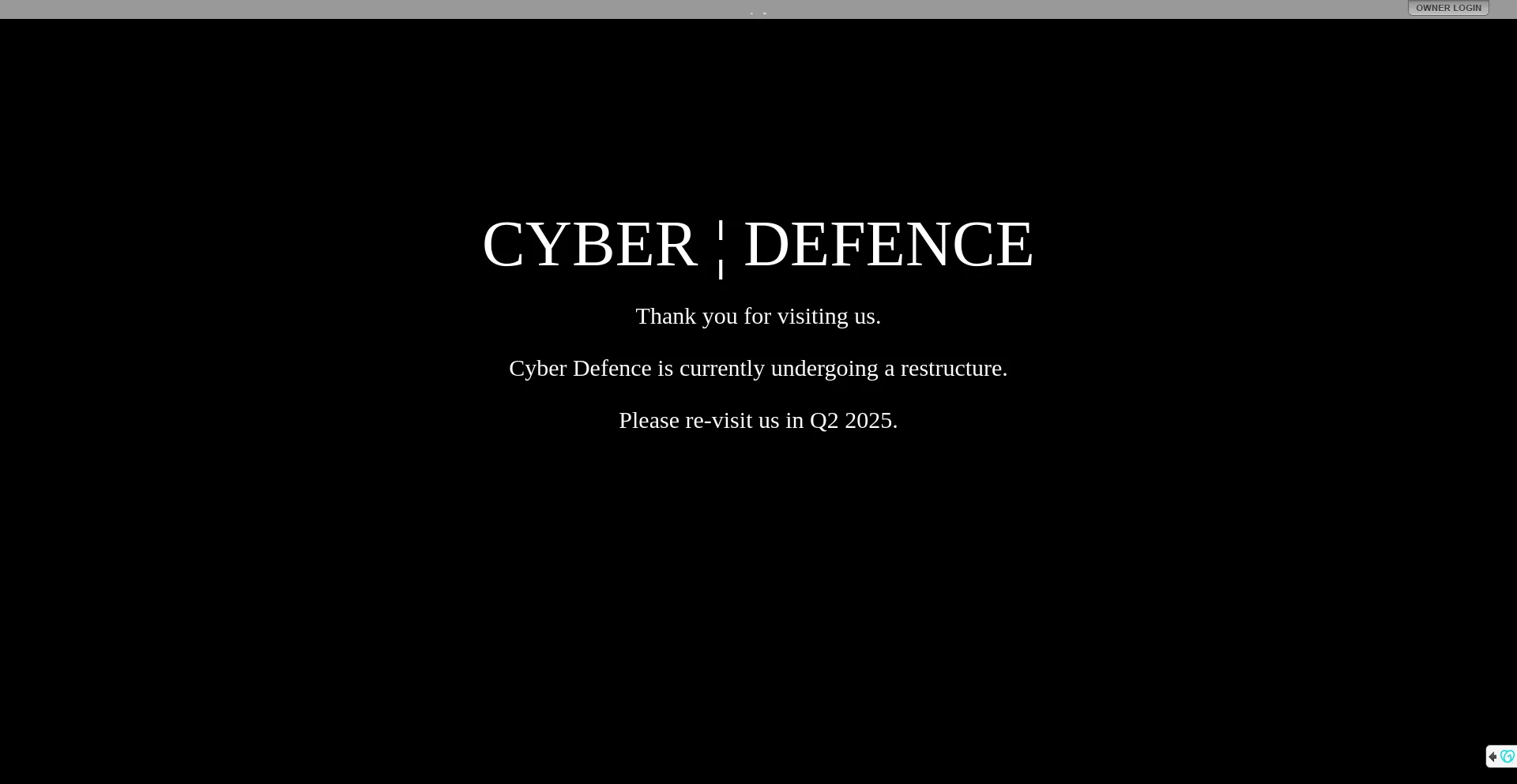 Website screenshot of Cyberdefence.com