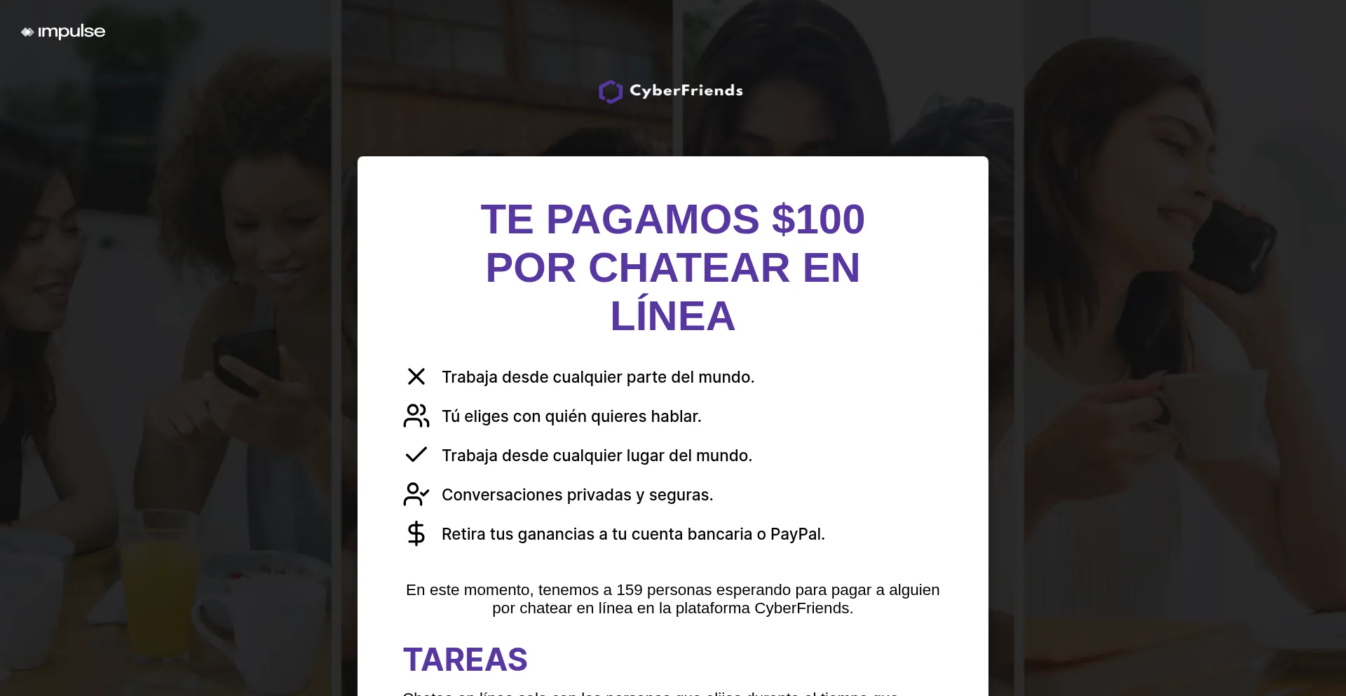 Website screenshot of Cyberfriendslat.beimpulse.com