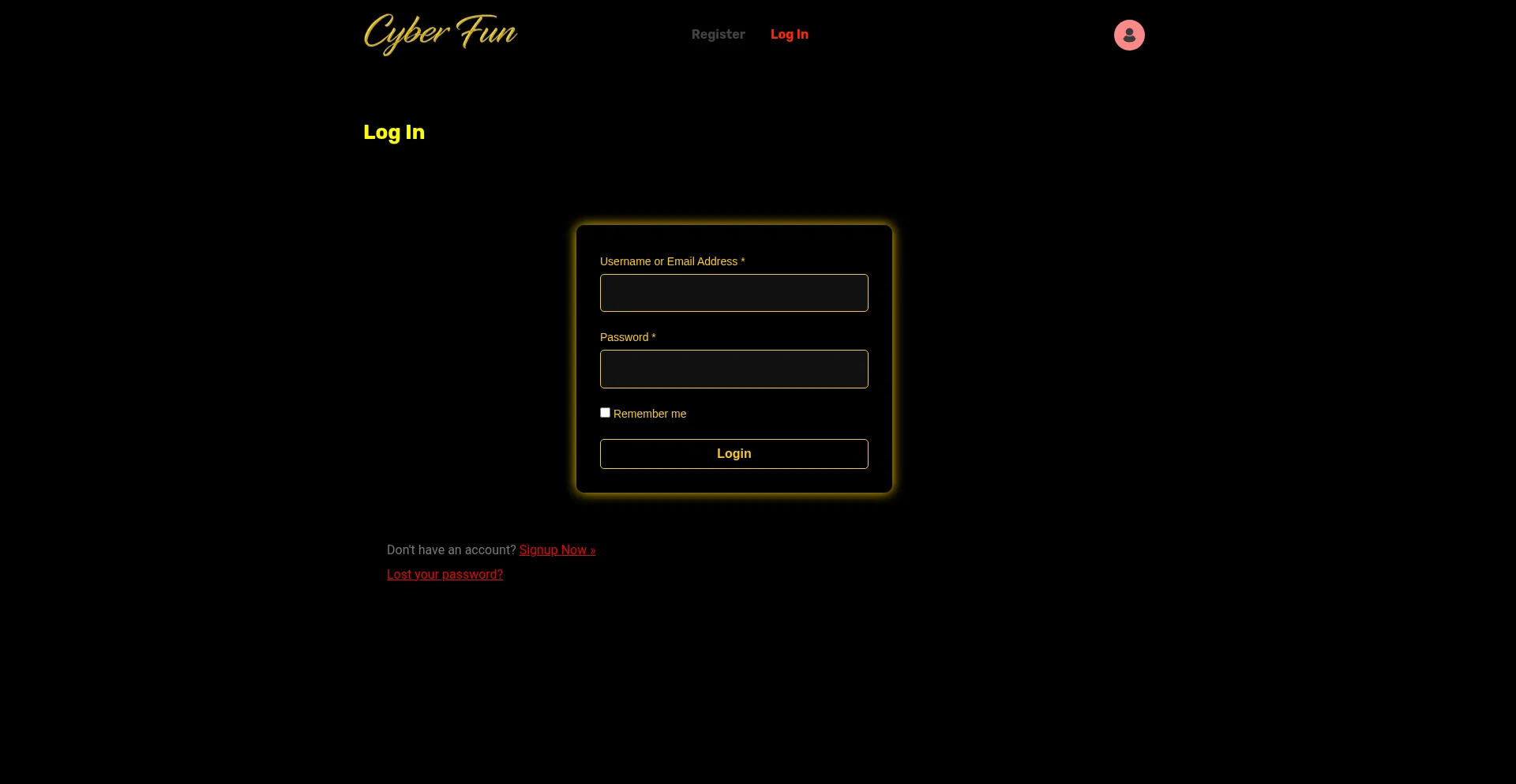 Website screenshot of Cyberfun.cc